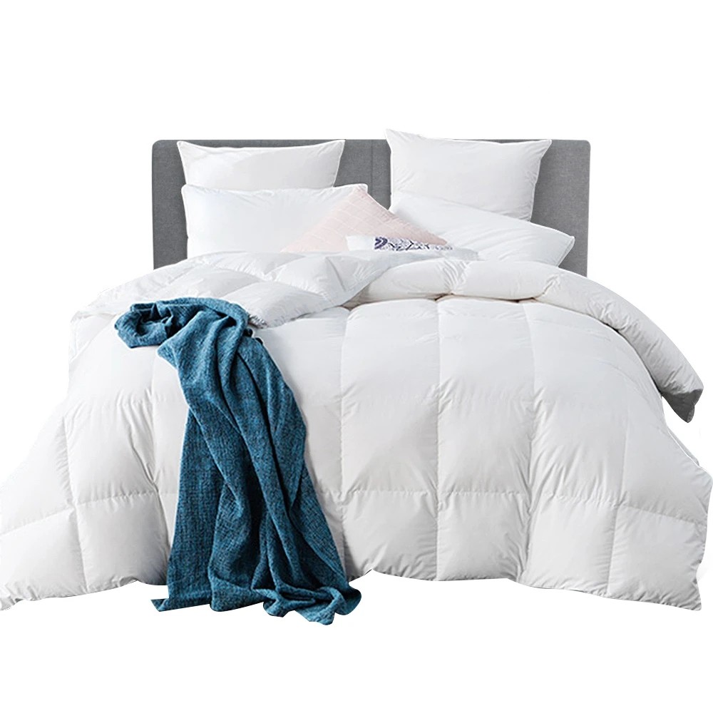 1 Giselle Bedding 700GSM Goose Down Feather Quilt King - King Bed - White, 1 of 8