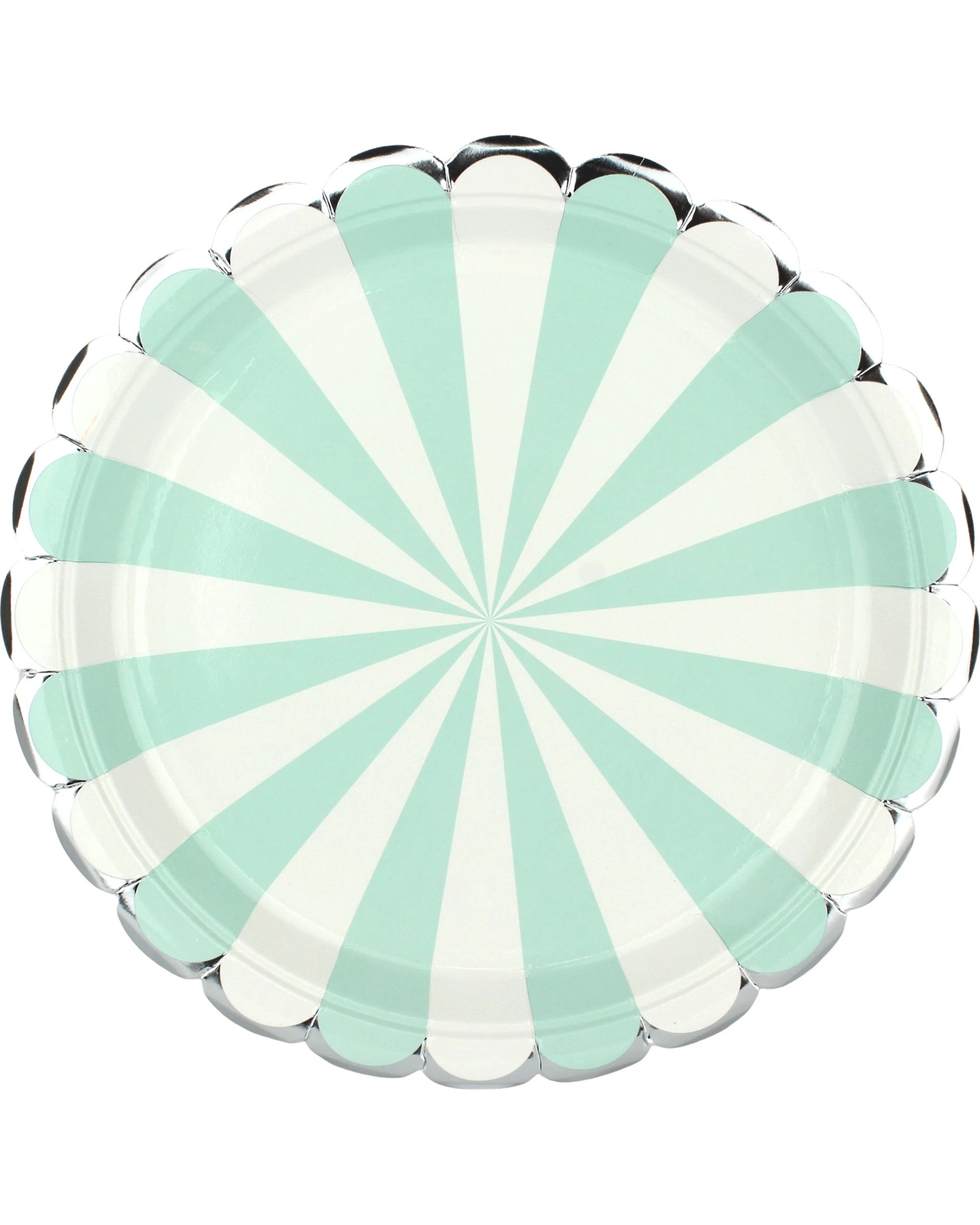 1 Party Maker Pastel Mint and White Candy Stripe Large Paper Plates Pack of 8 - Green, 1 of 1