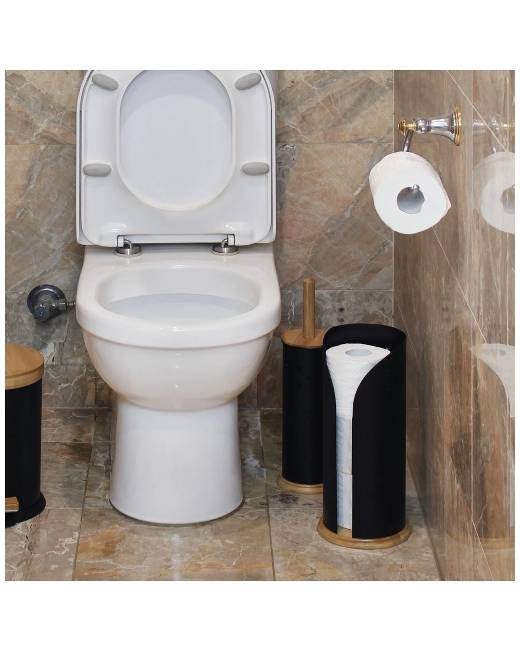 5 Eco Basics Stainless Steel Toilet Roll Dispenser Holder - Bathroom Storage
 - Black, 5 of 6