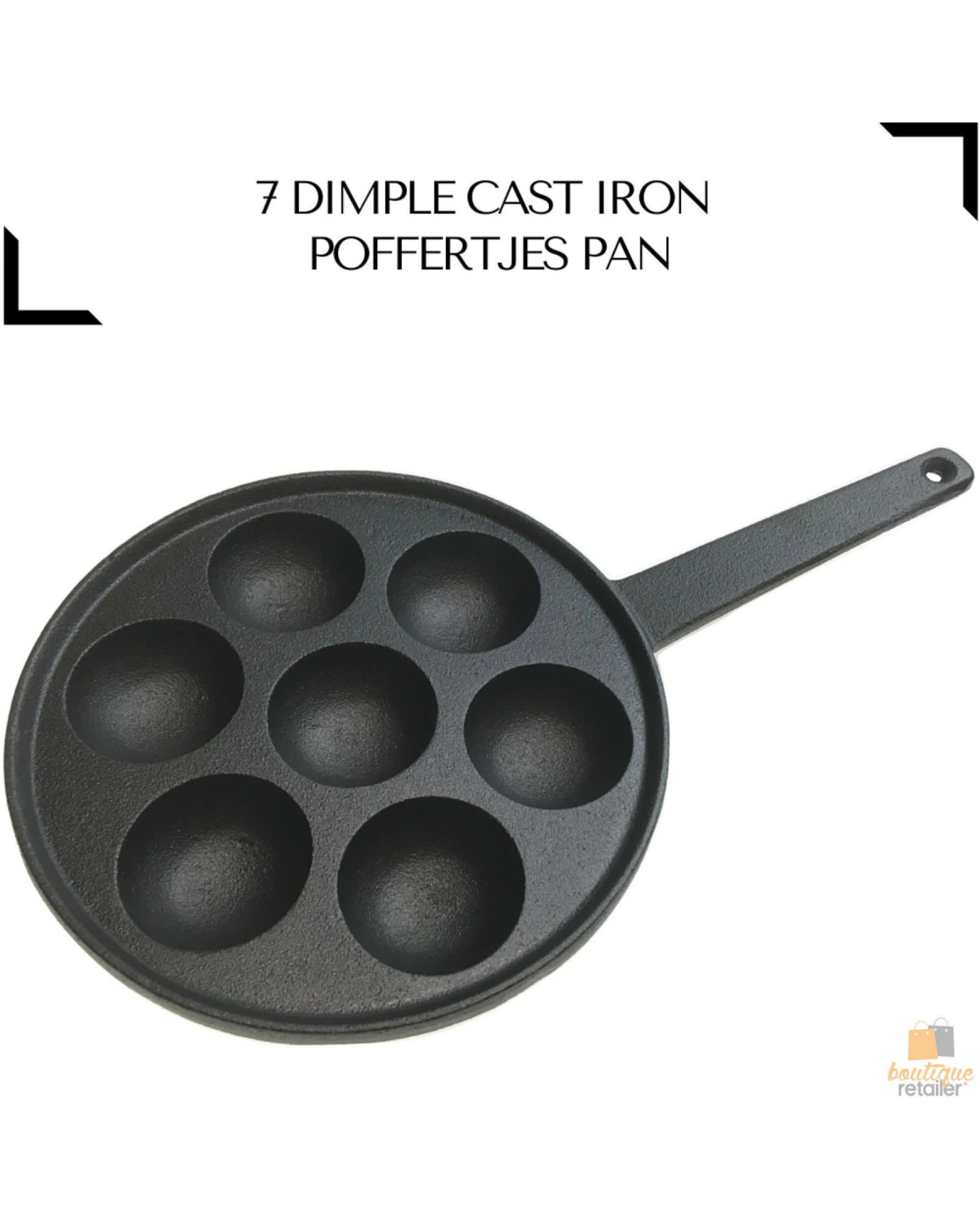 4 BR Home 7-Hole Cast Iron Poffertjes Maker with Handle, 4 of 7