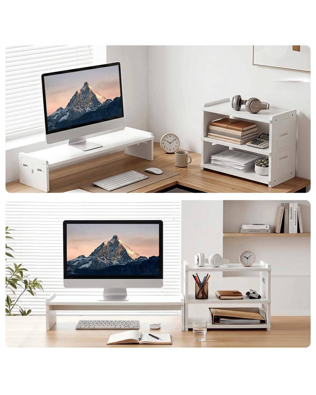 Artiss 2-in-1 Monitor Stand and 3-Tier Desk Organiser, PC Screen Riser ...