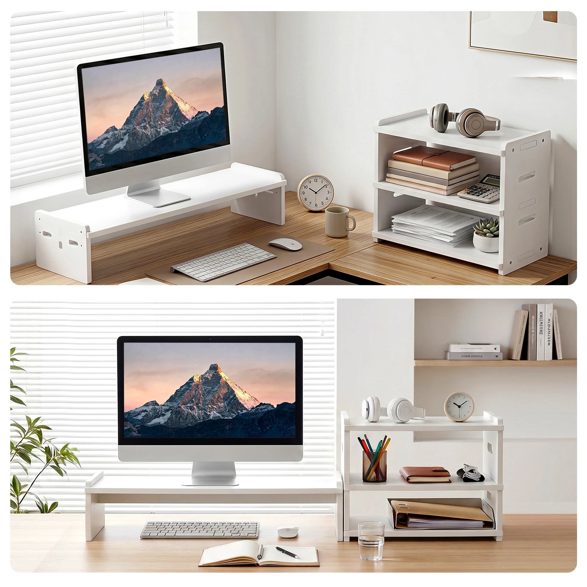 Artiss 2-in-1 Monitor Stand and 3-Tier Desk Organiser, PC Screen Riser ...