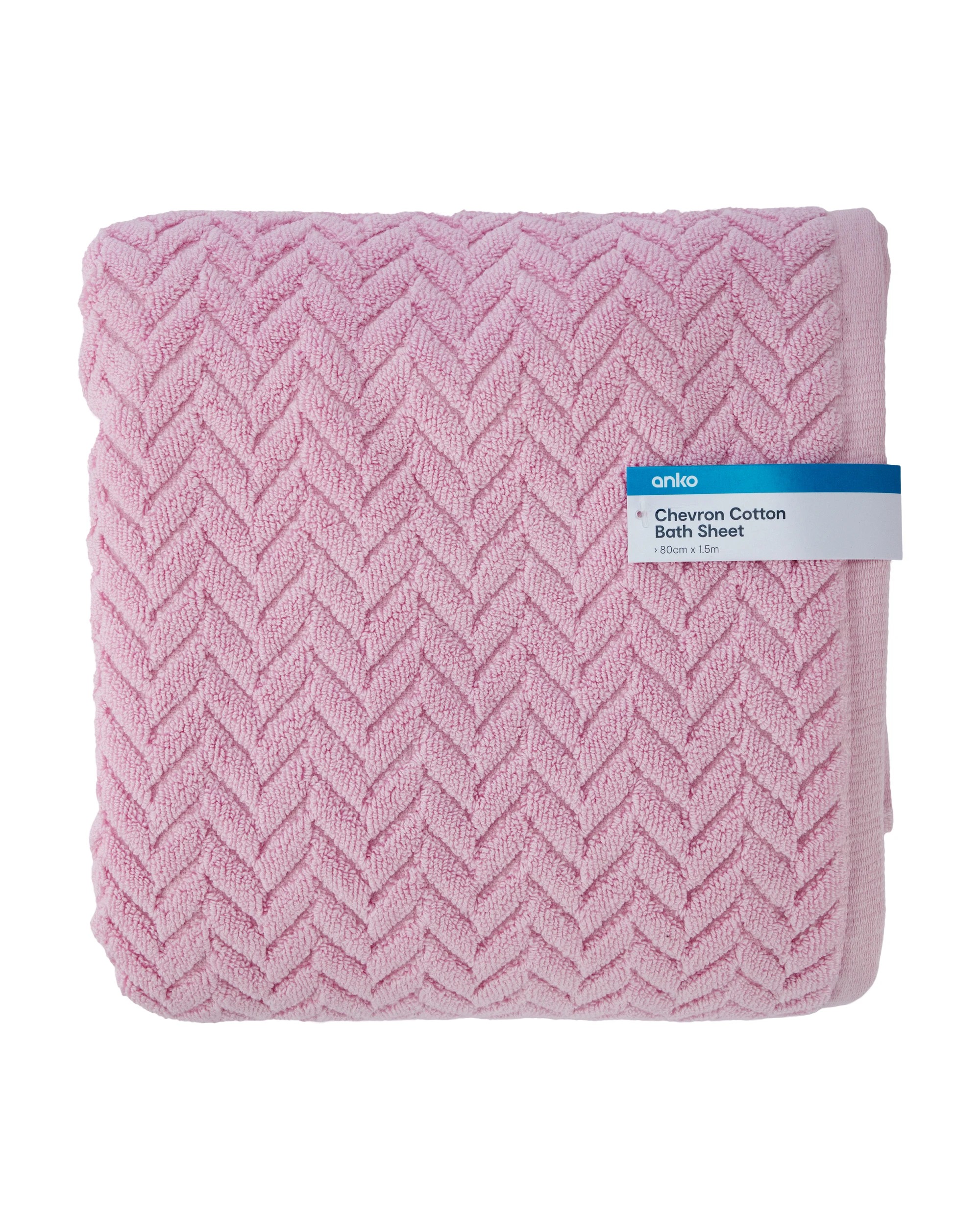5 Chevron Cotton Bath Sheet - Pink, 5 of 6