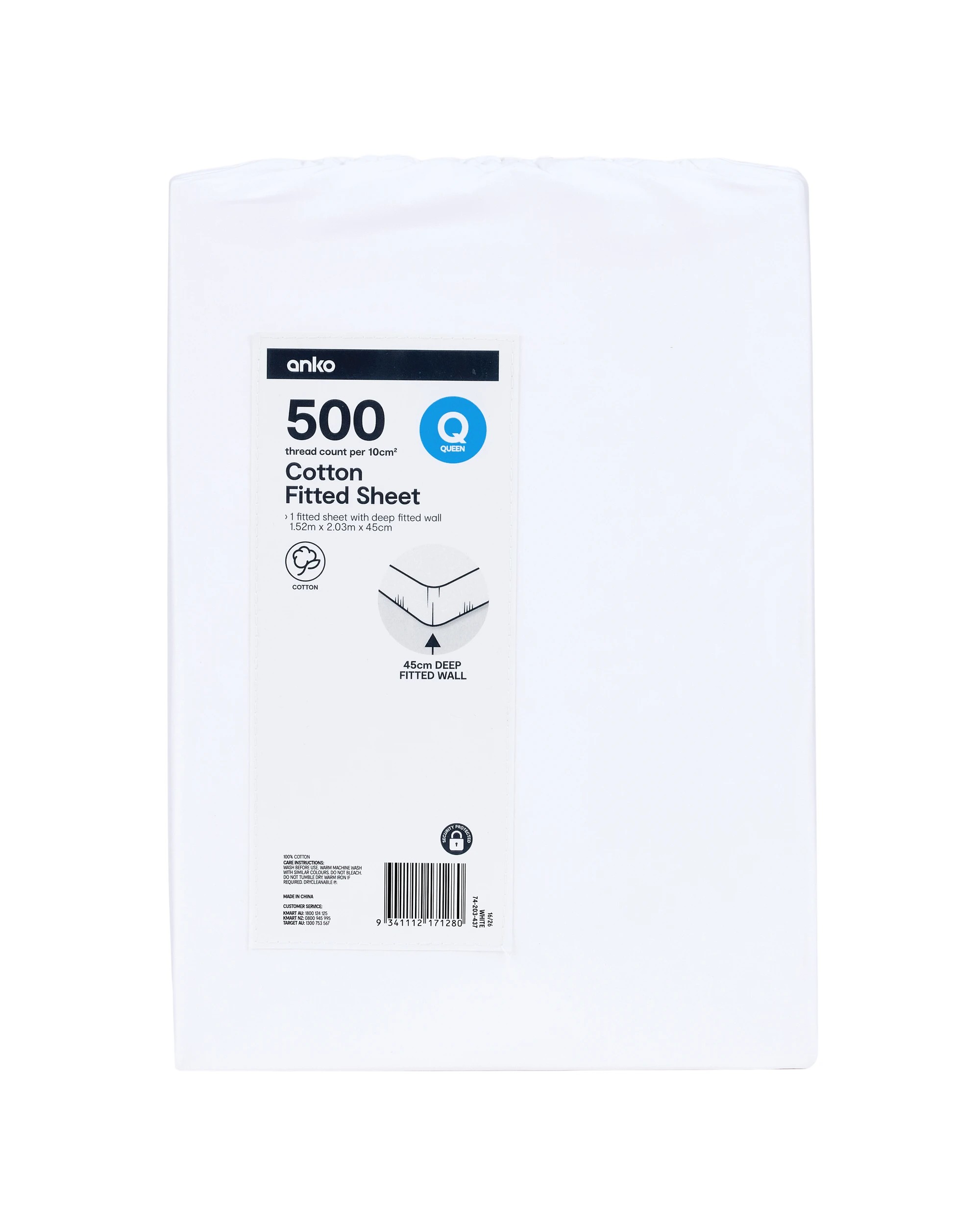 7 500 Thread Count Cotton Fitted Sheet - Queen Bed, White, 7 of 7