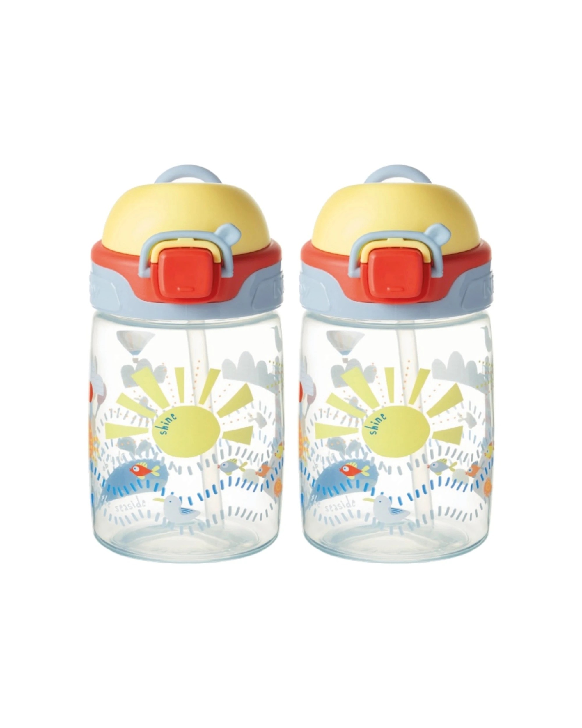 1 Nuby 2pc Super Straw Flip It Cup No-Spill Kids Water Bottle 360ml - Multi, 1 of 2