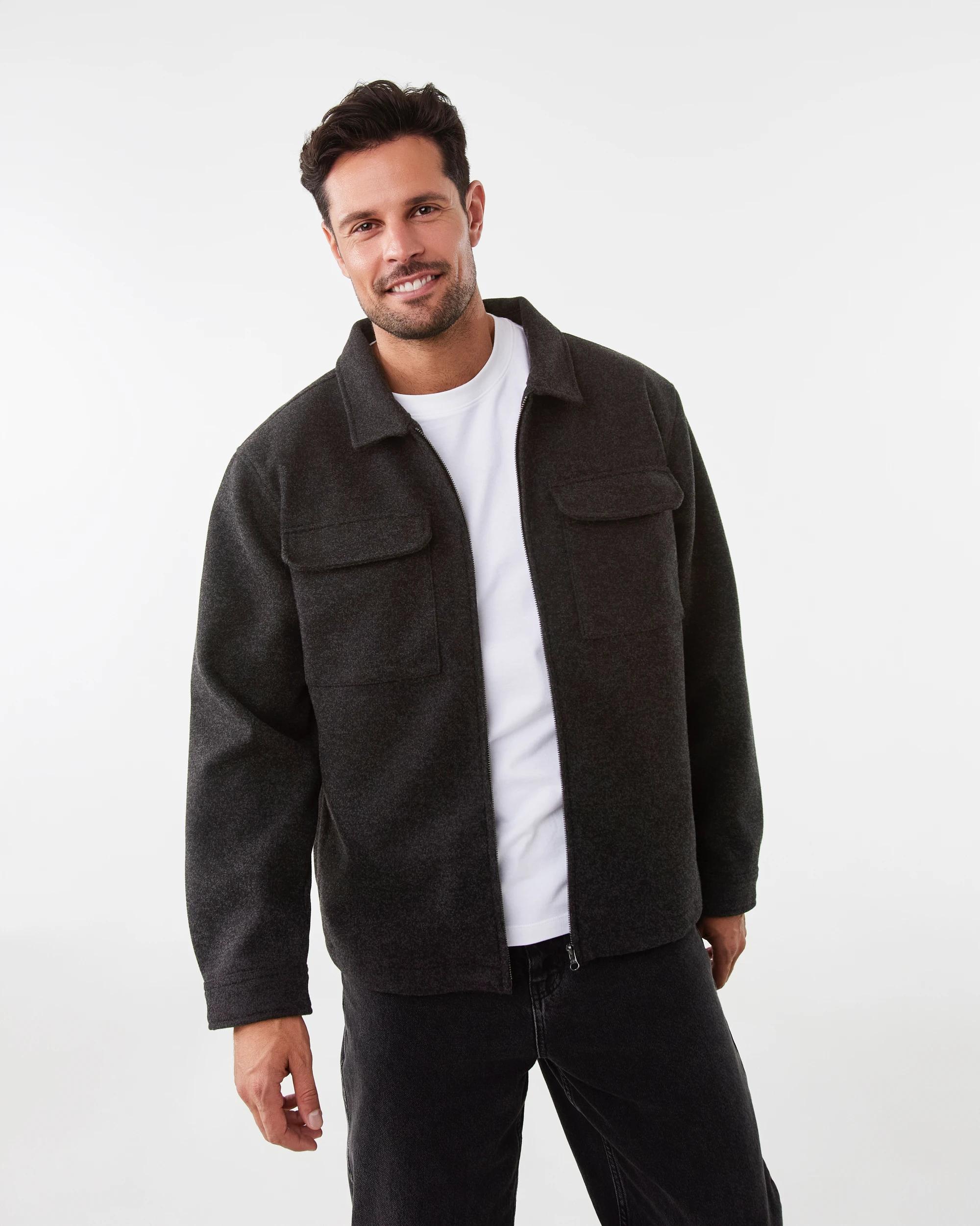 1 Melton Shacket Gry Chmrle, 1 of 7