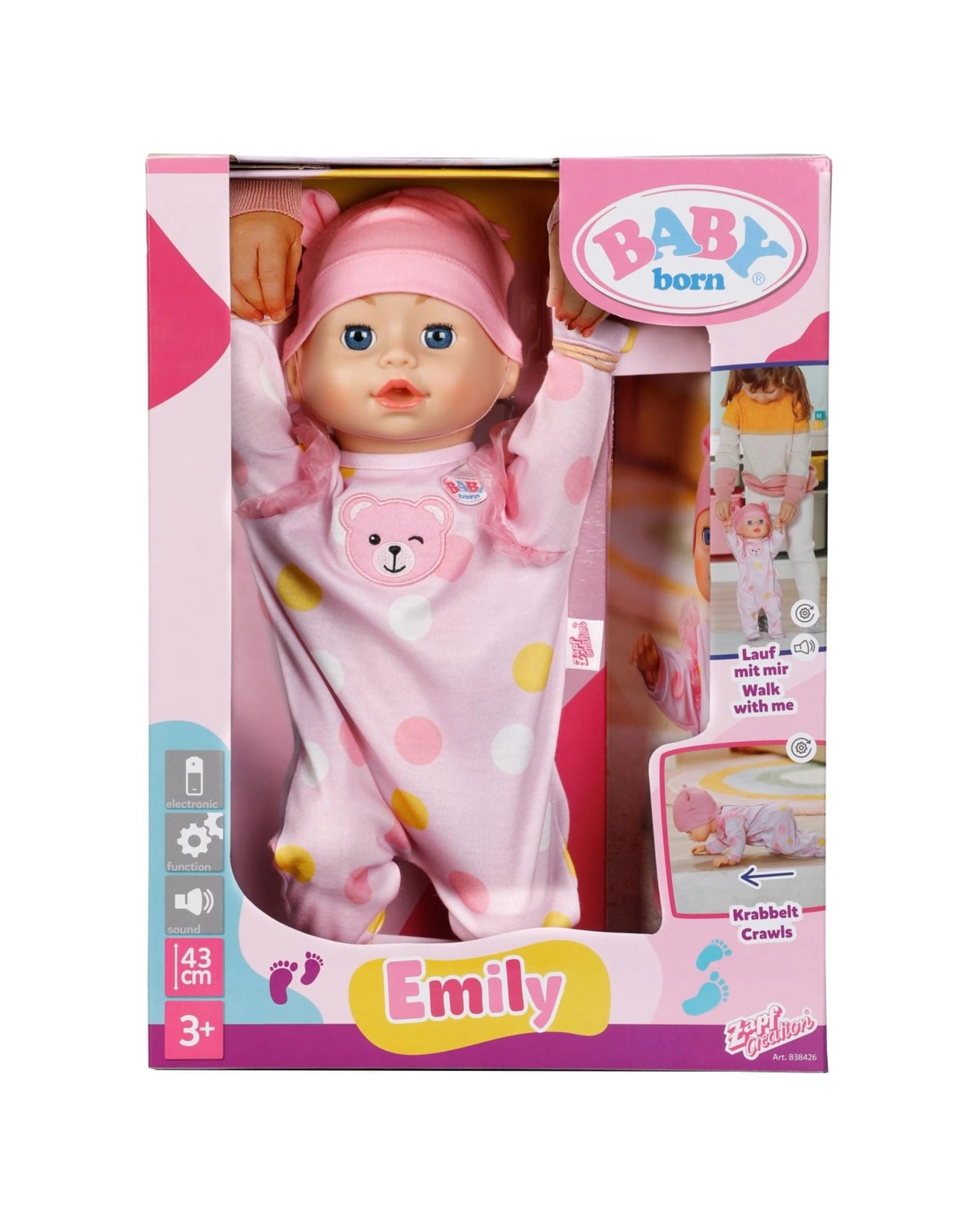 1 Baby Born Emily Walk With Me 43cm Doll, 1 of 7