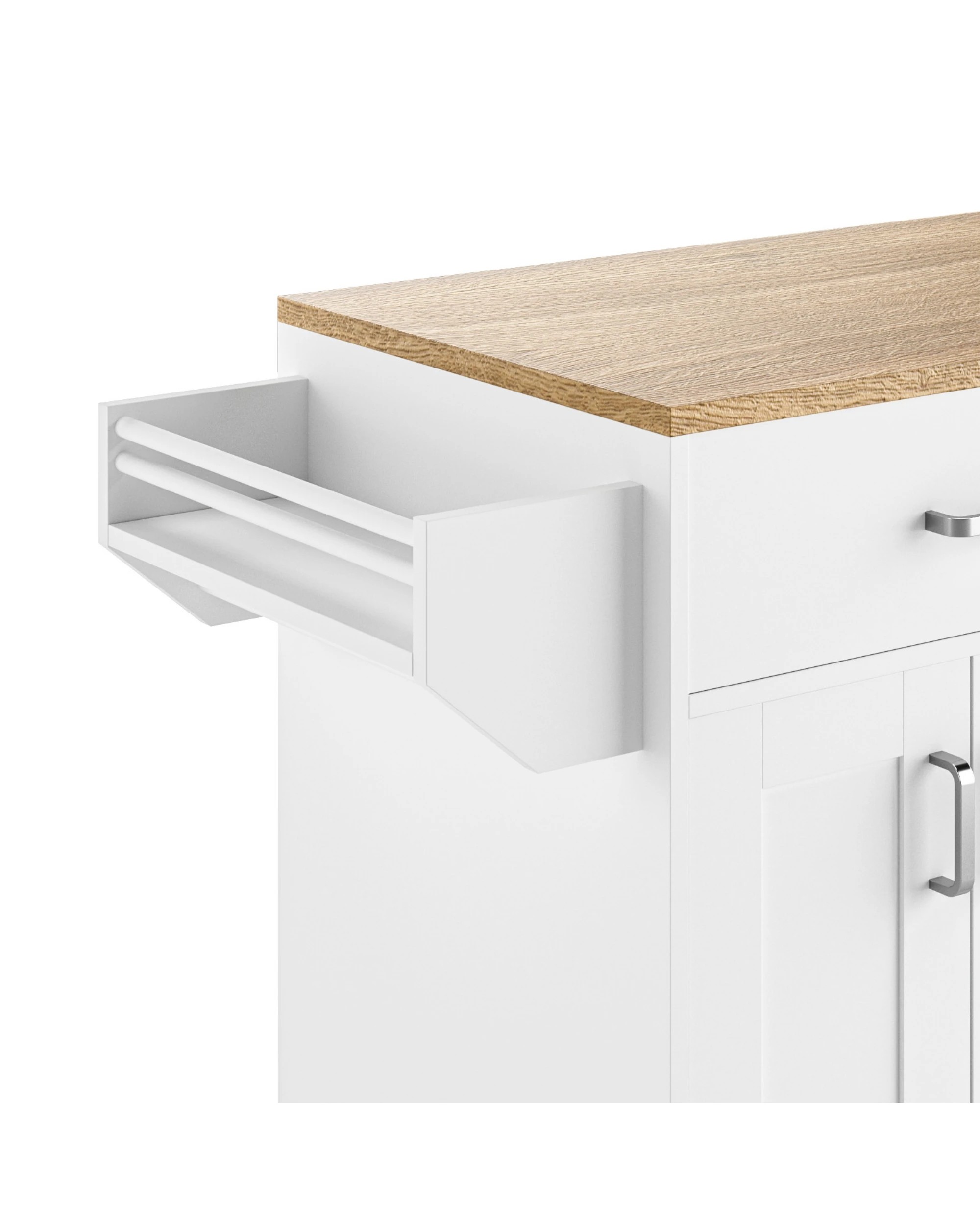 4 Advwin Kitchen Island Cart Rolling Trolley Cabinet on Wheels with Charging Station Adjustable Shelves Spice Rack - White, 4 of 8