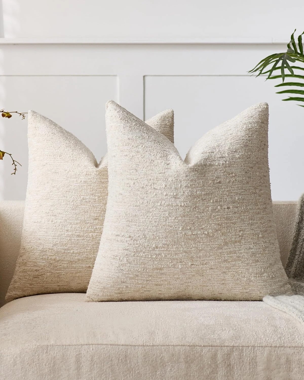 1 Gioia Casa 2-Pack Speckled Bouclé Cushion Covers 45cm x 45cm - Oatmeal, 1 of 3