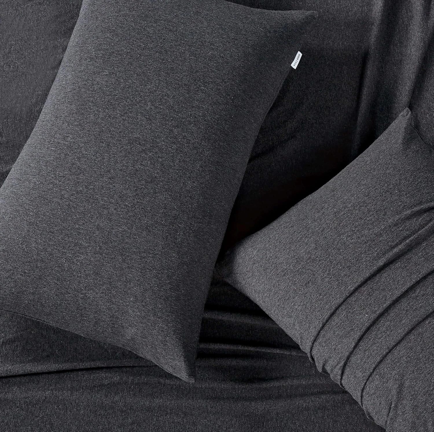2 Gioia Casa 2-Pack Jersey Cotton Standard Pillowcases Soft Breathable Stretchy - Black, 2 of 4
