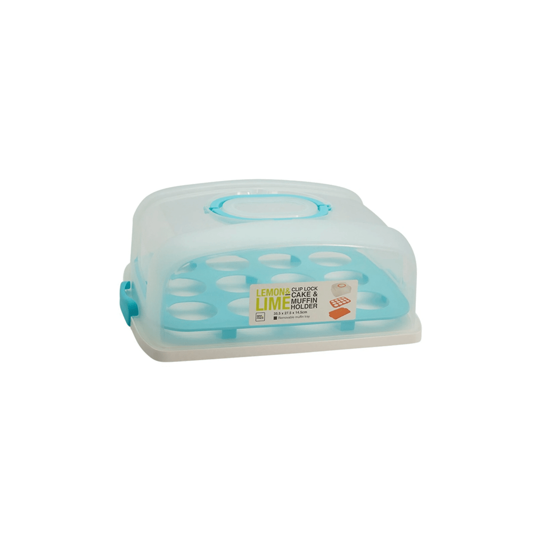 1 Lemon & Lime 37.5cm Rectangle Cake Holder/muffin Tray Food Container W/ Lid Asst
 - Multi, 1 of 5