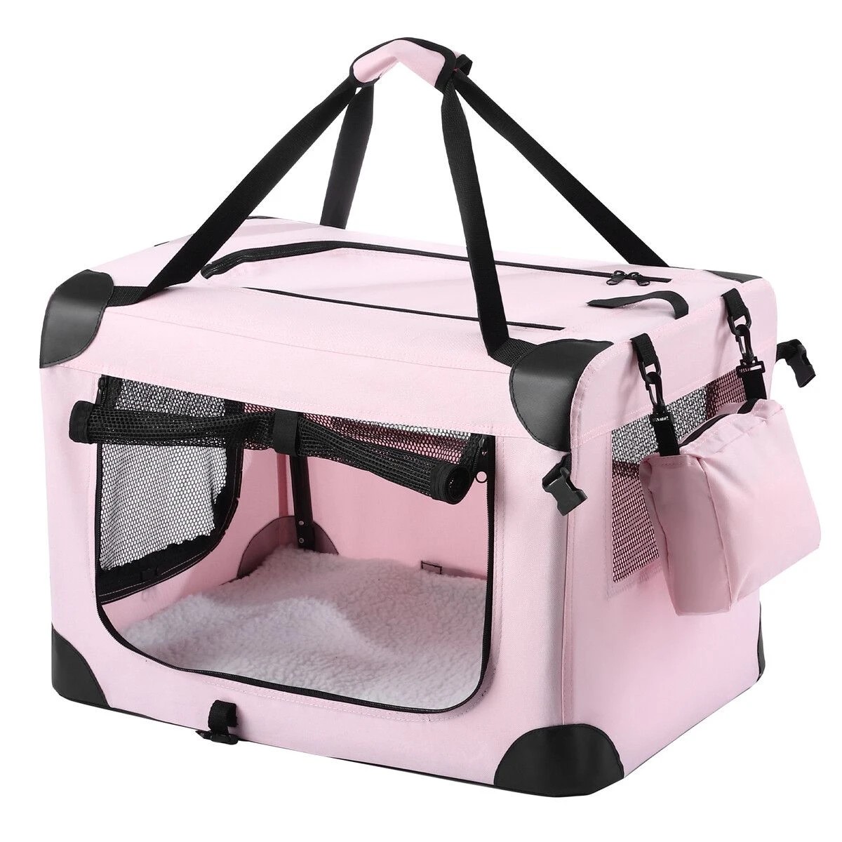 1 Pet Scene Dog Crate Kennel Soft Cat Travel Carrier Puppy Carry Bag Pink, 1 of 6
