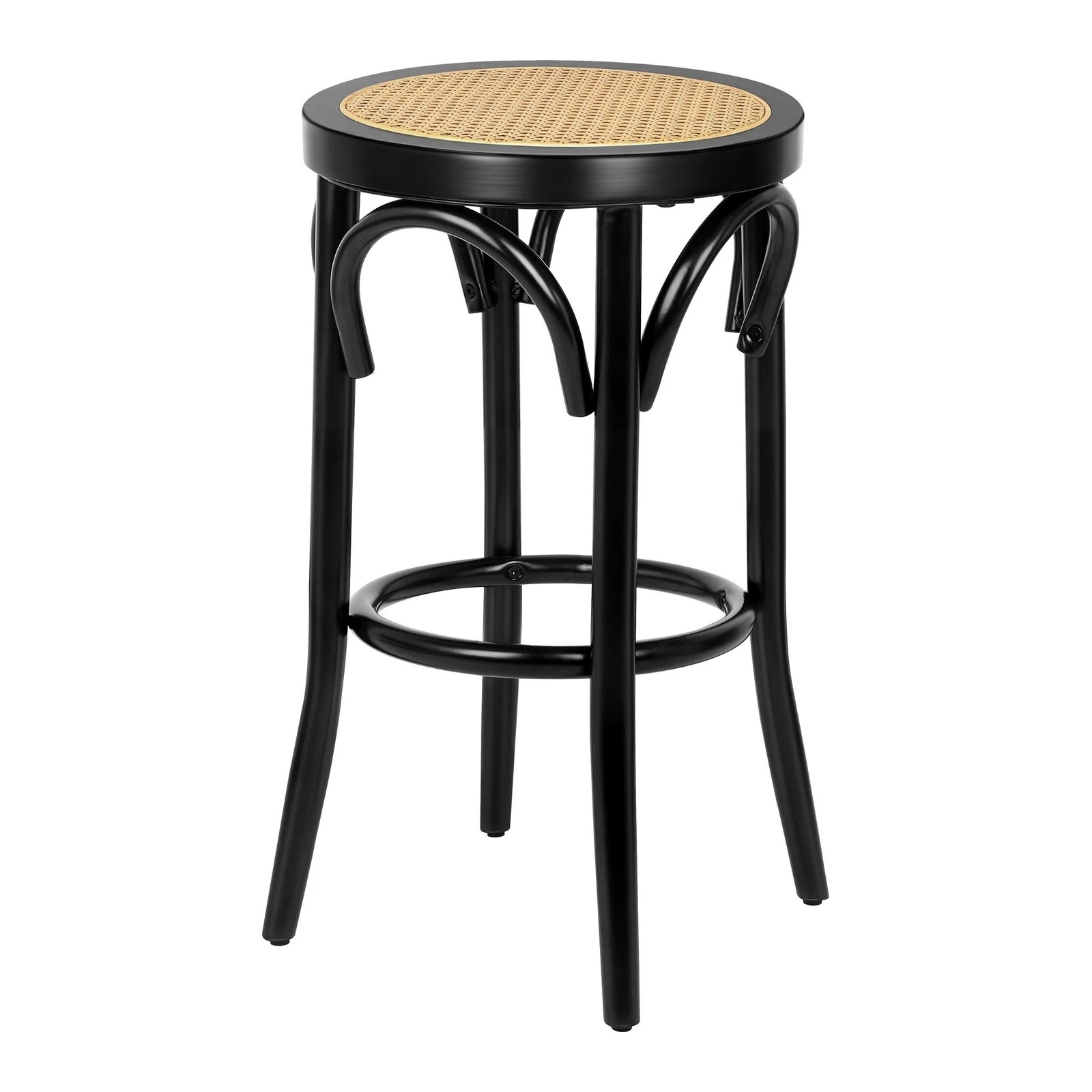 6 Alfordson 4x Bar Stools Kitchen Vintage Chair Rattan Mesh Seat Renata - Black, 6 of 9