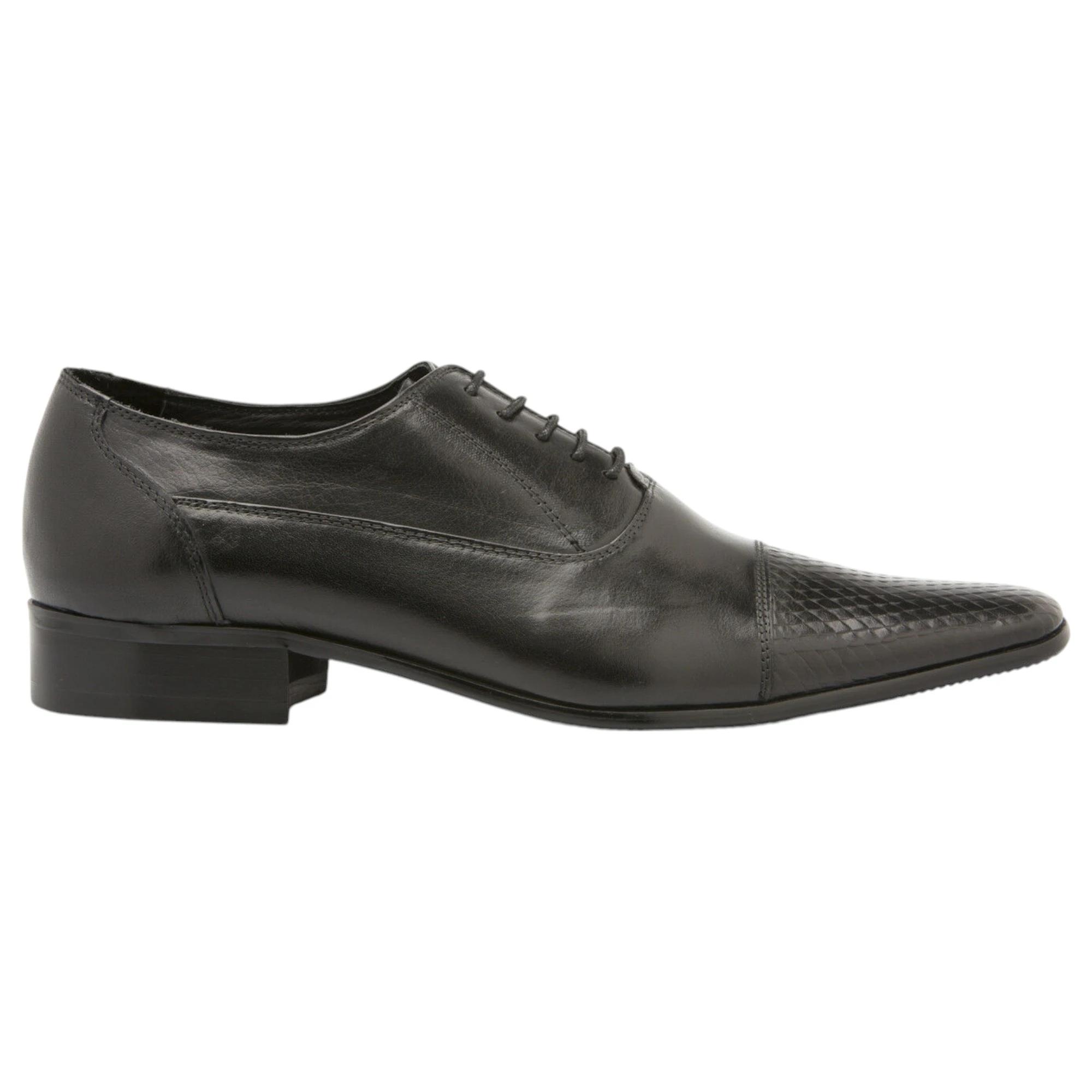 2 Zasel Mens Hayk Dress Leather Lace Up Wedding Formal Shoes BLACK, 2 of 3