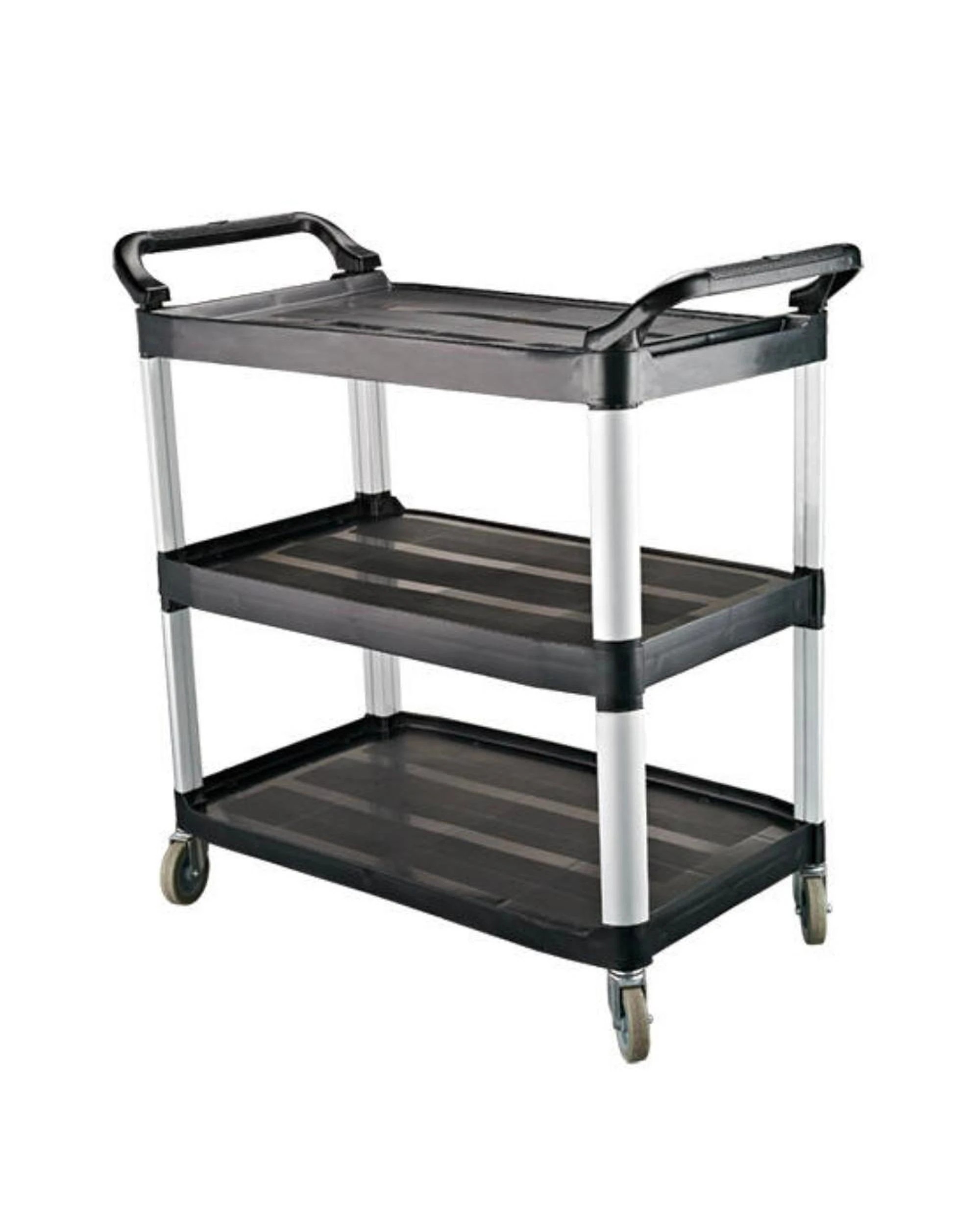 1 Caterrax Utility Trolley Black Plastic 3 Shelves 845x430x950mm, 1 of 1