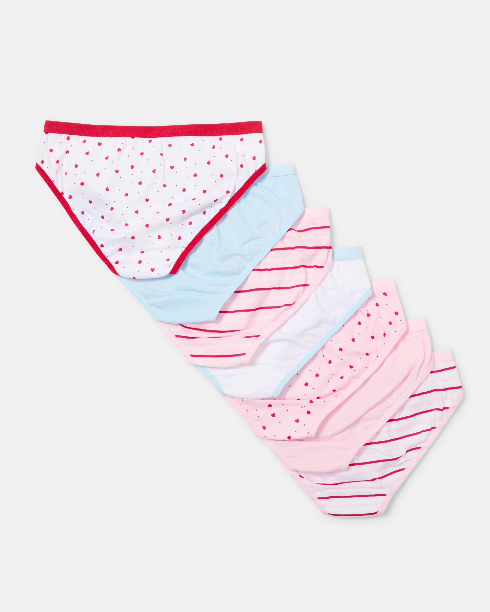 2 7 Pack Print Briefs Wht Hearts, 2 of 9