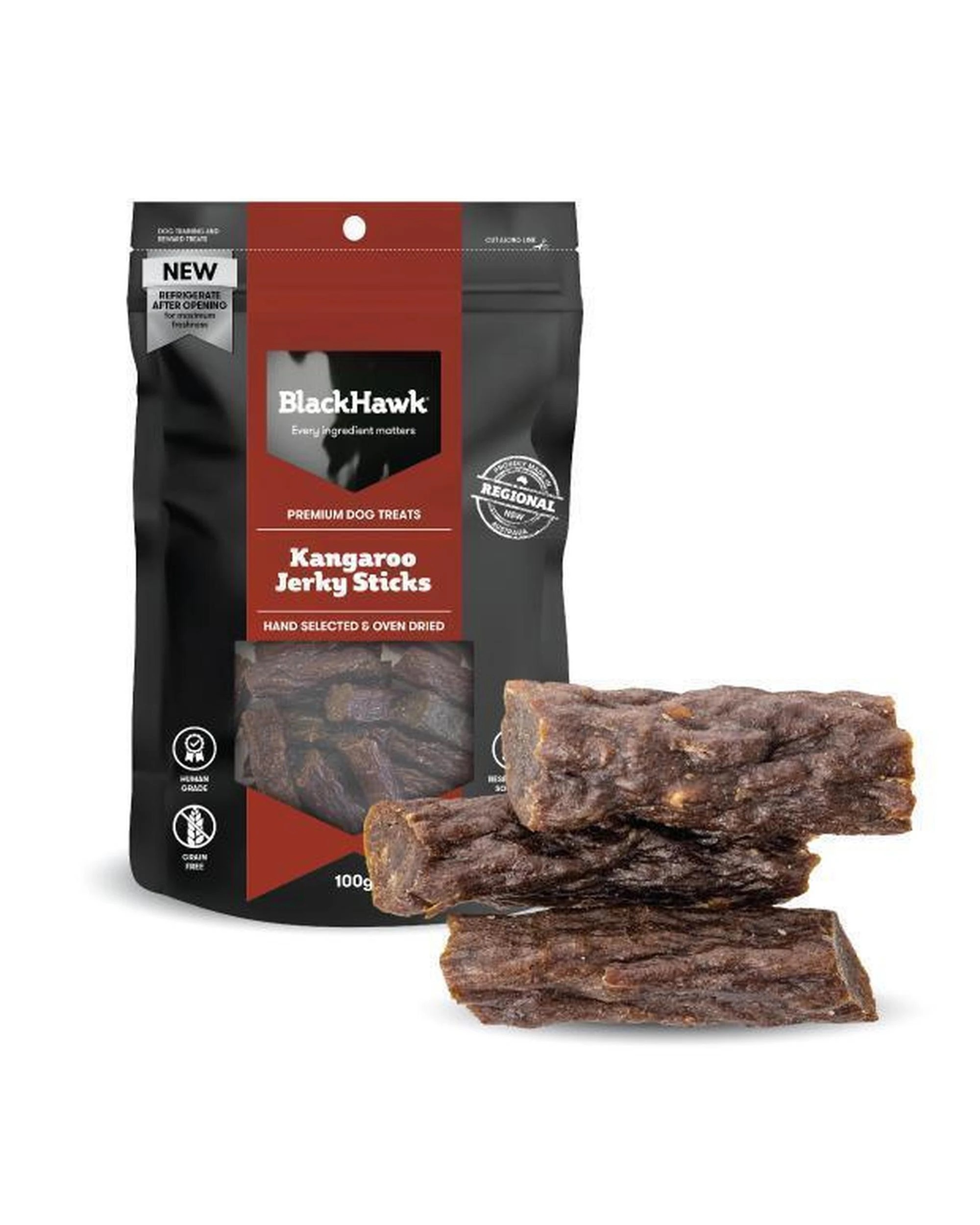 3 Black Hawk Kangaroo Jerky Sticks Natural Dog Treats 100g, 3 of 4