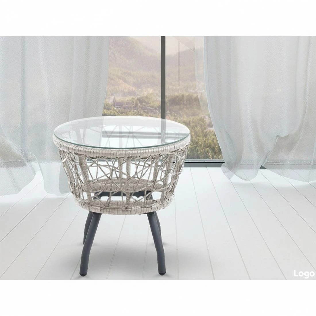 6 Gardeon 3PC Bistro Set Outdoor Furniture Rattan Table Chairs Patio Garden Cushion - Grey, 6 of 6