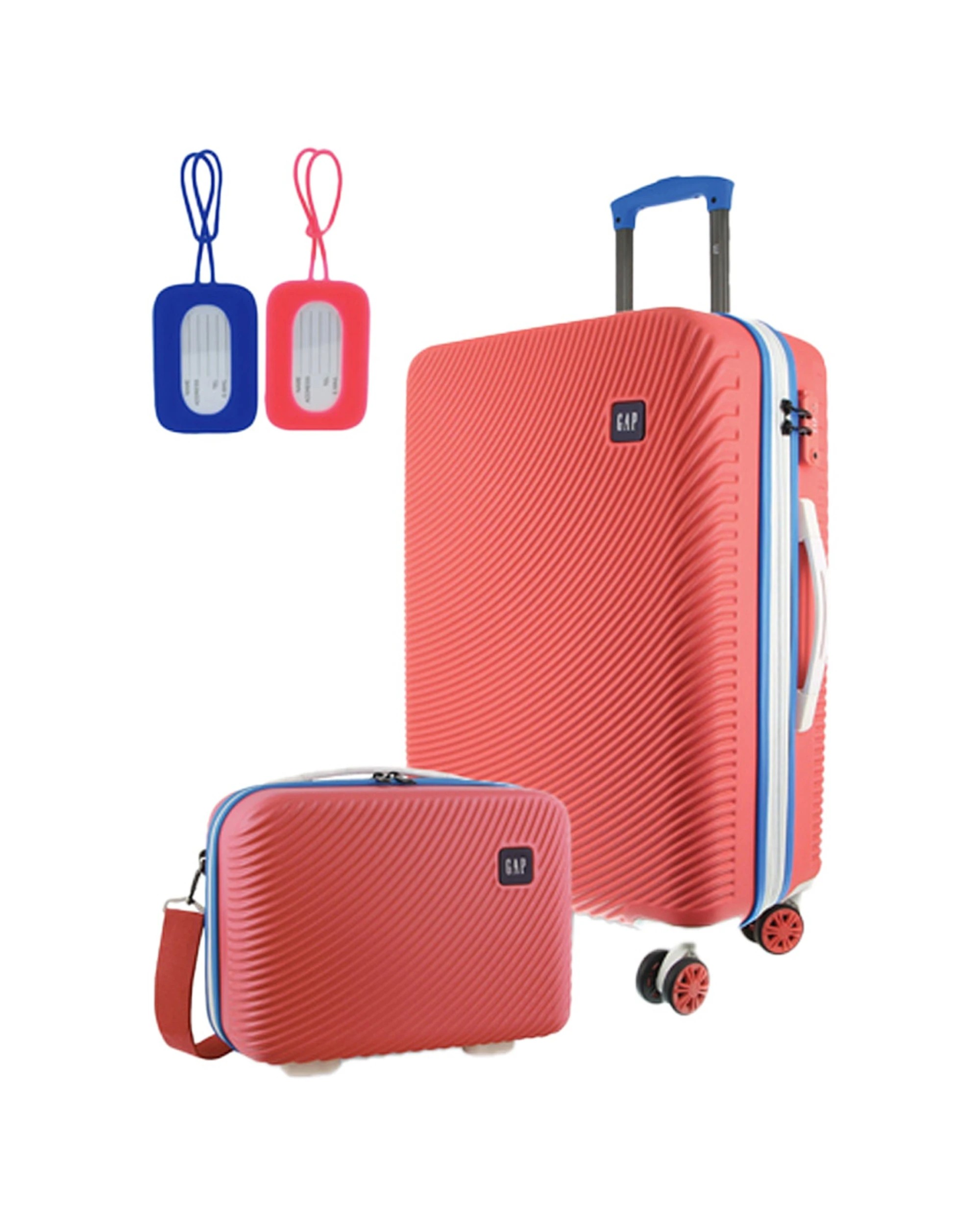 1 GAP Medium Hard-Shell Luggage & Mini Beauty Travel Case Set With Tag Coral - Red, 1 of 7