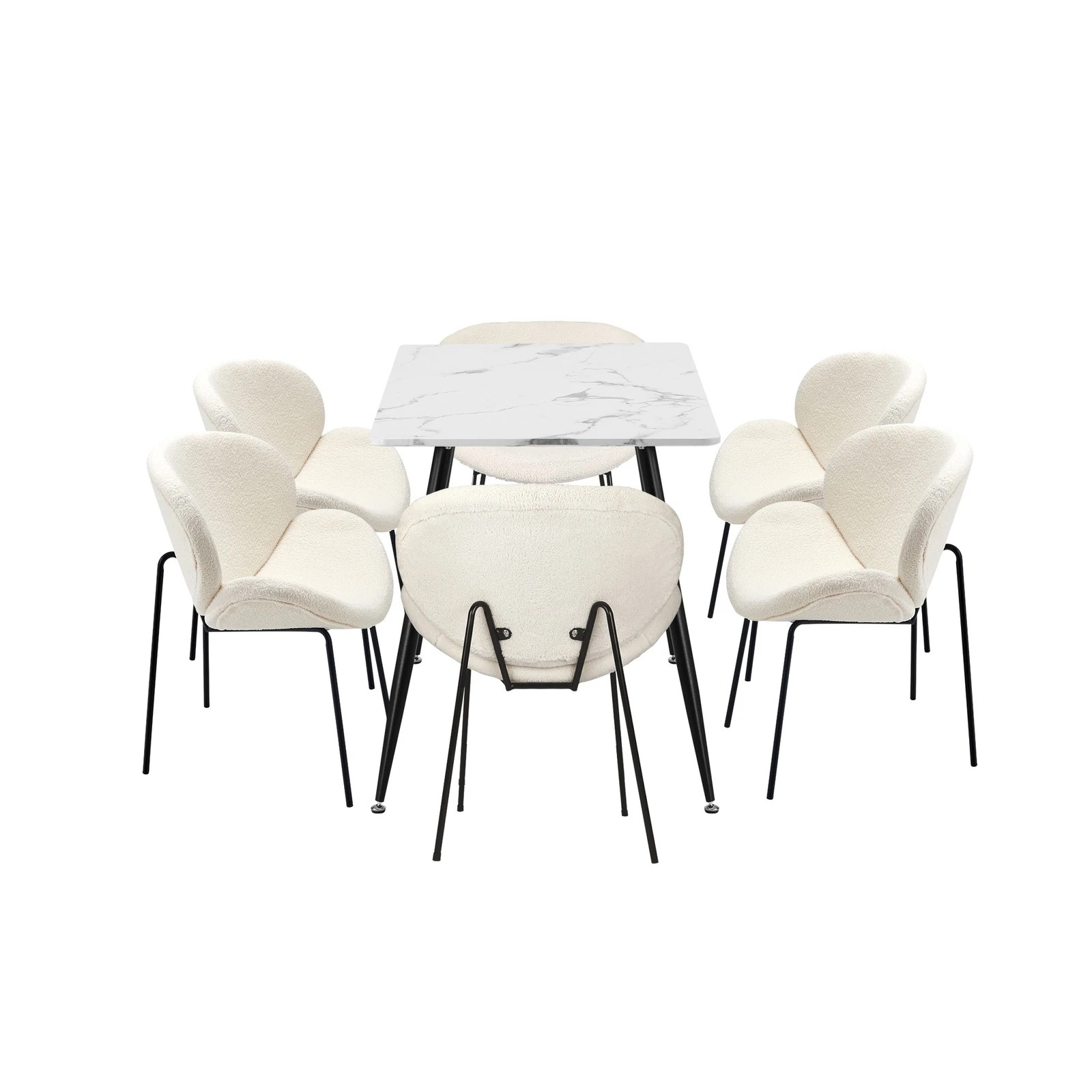 8 Oikiture 120cm Rectangle Dining Table with 6PCS Dining Chairs Sherpa - Multi, 8 of 9