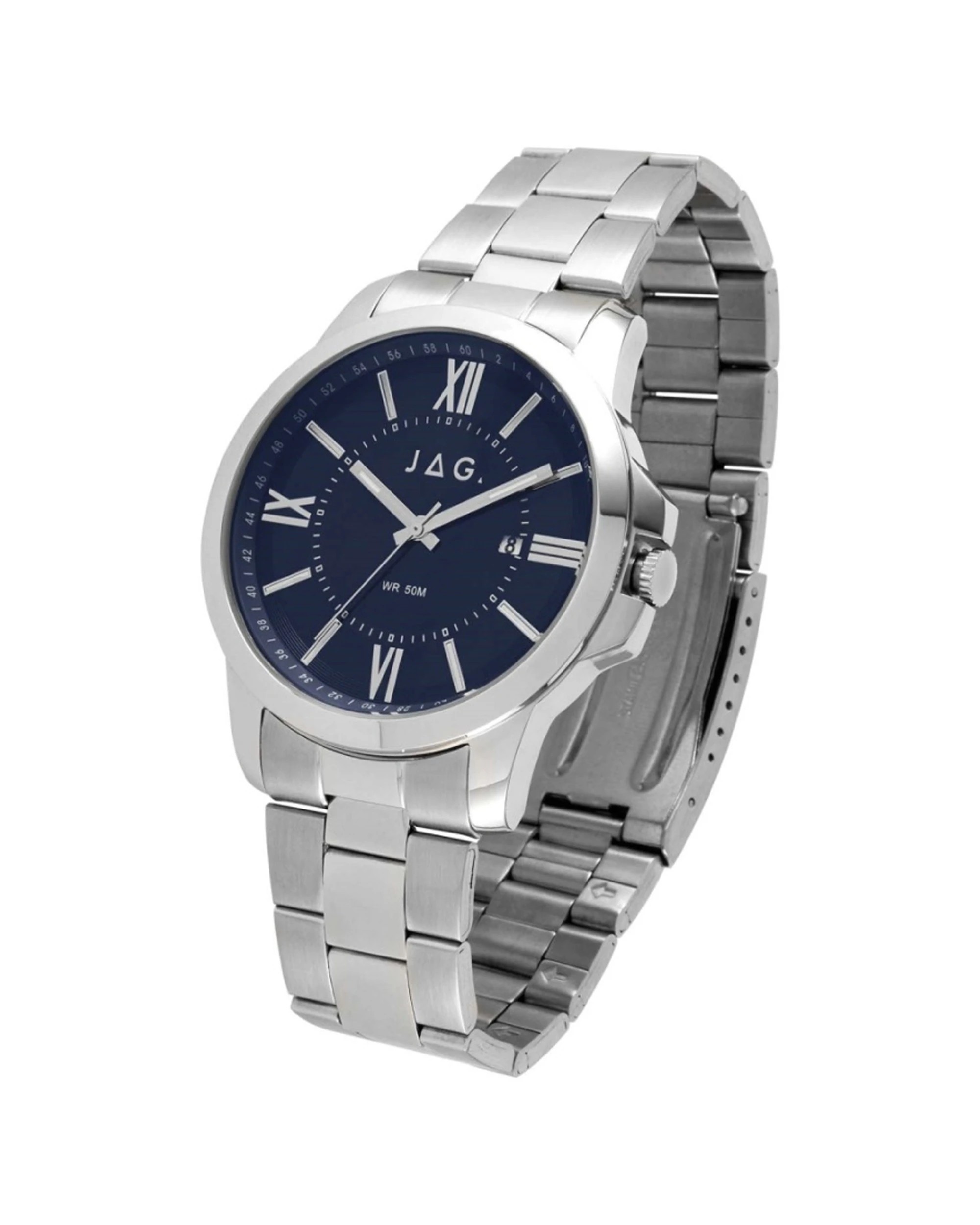 2 JAG Xavier Silver Metal Alloy 44mm Watch 5 ATM Water Resistant, 2 of 2