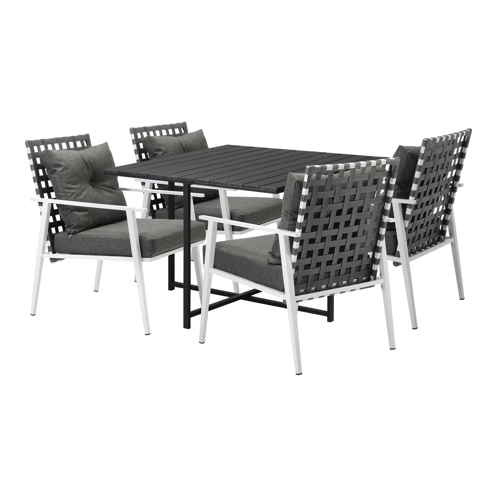 9 Livsip Outdoor Dining Set Patio Furniture Table Rattan White Chairs 5PC - Multi, 9 of 9