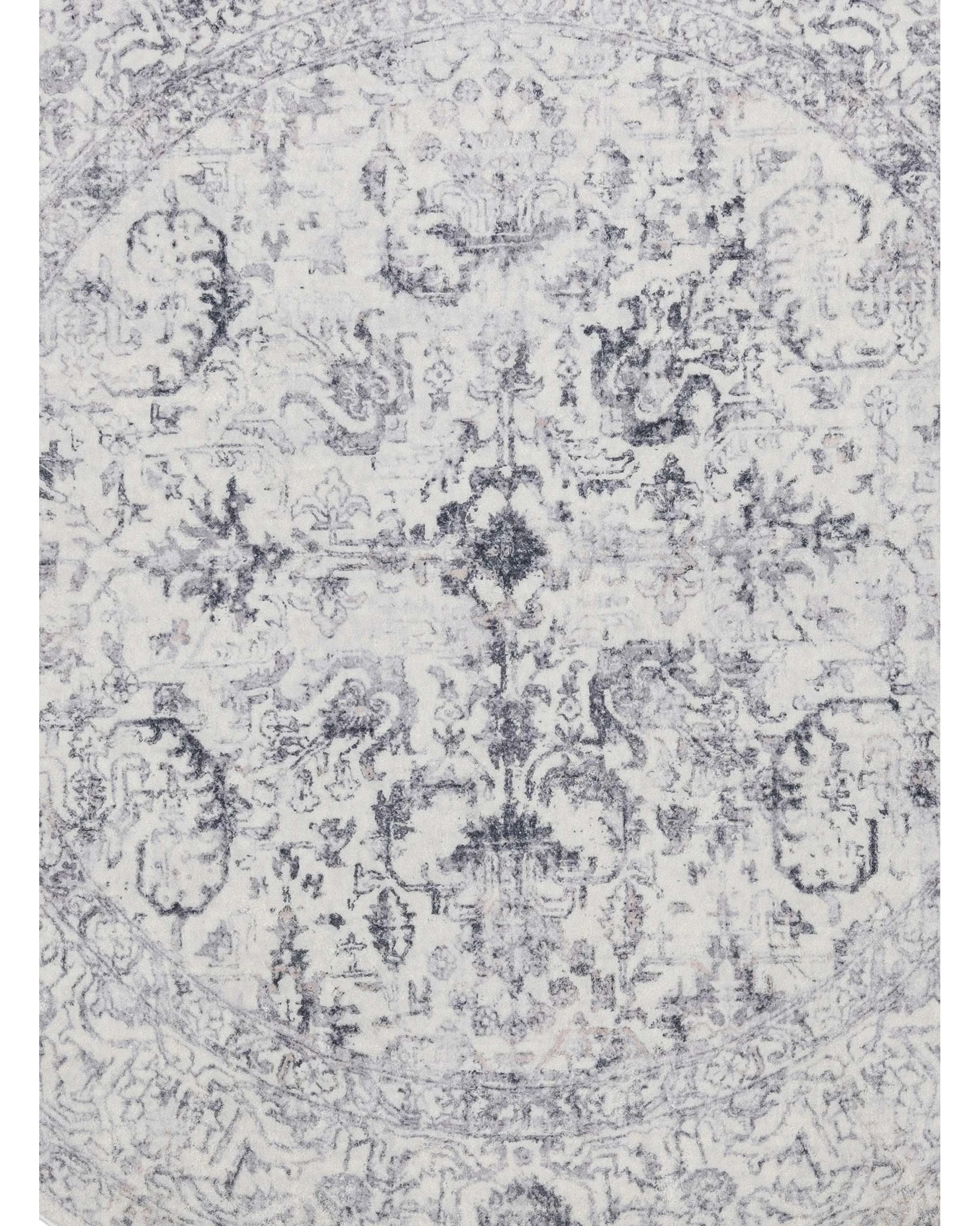 4 Loopsie Sakalar Floral Medallion Washable Round Rug-200cm x 200cm - Grey, 4 of 5