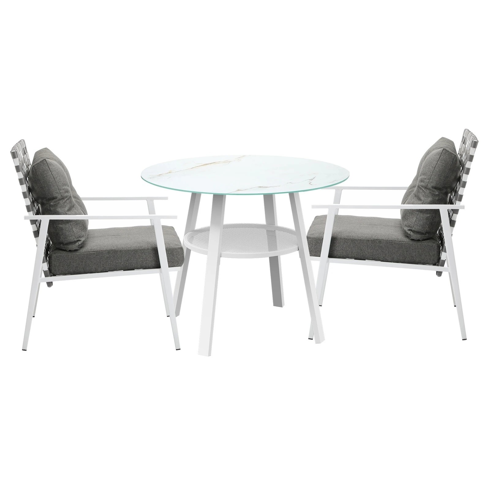 8 Livsip Outdoor Dining Set Patio Furniture Setting 3PCS Marble Table Rattan Chair - Multi, 8 of 9
