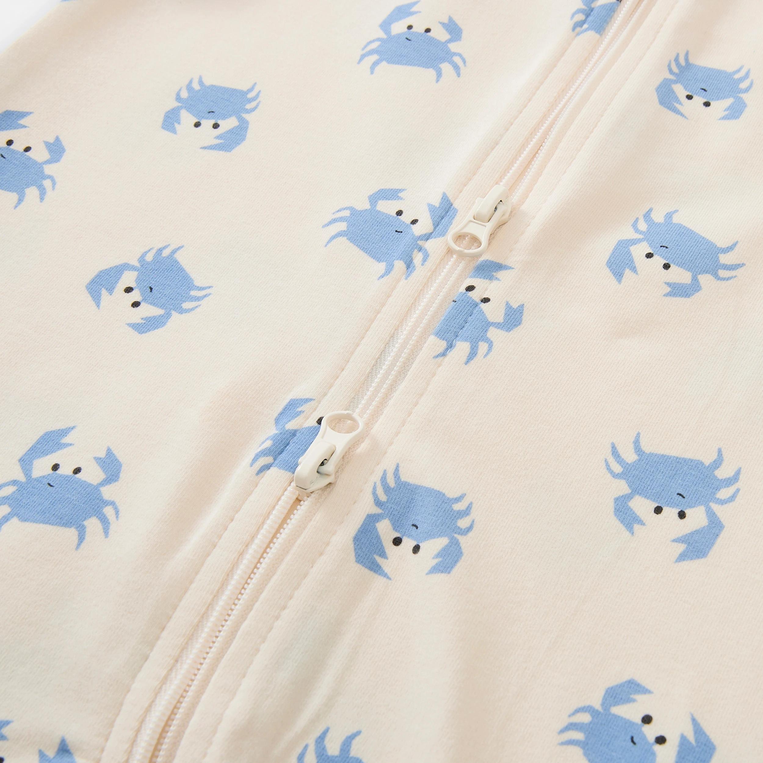 4 Short Sleeve Zip Romper Blue Crab, 4 of 4