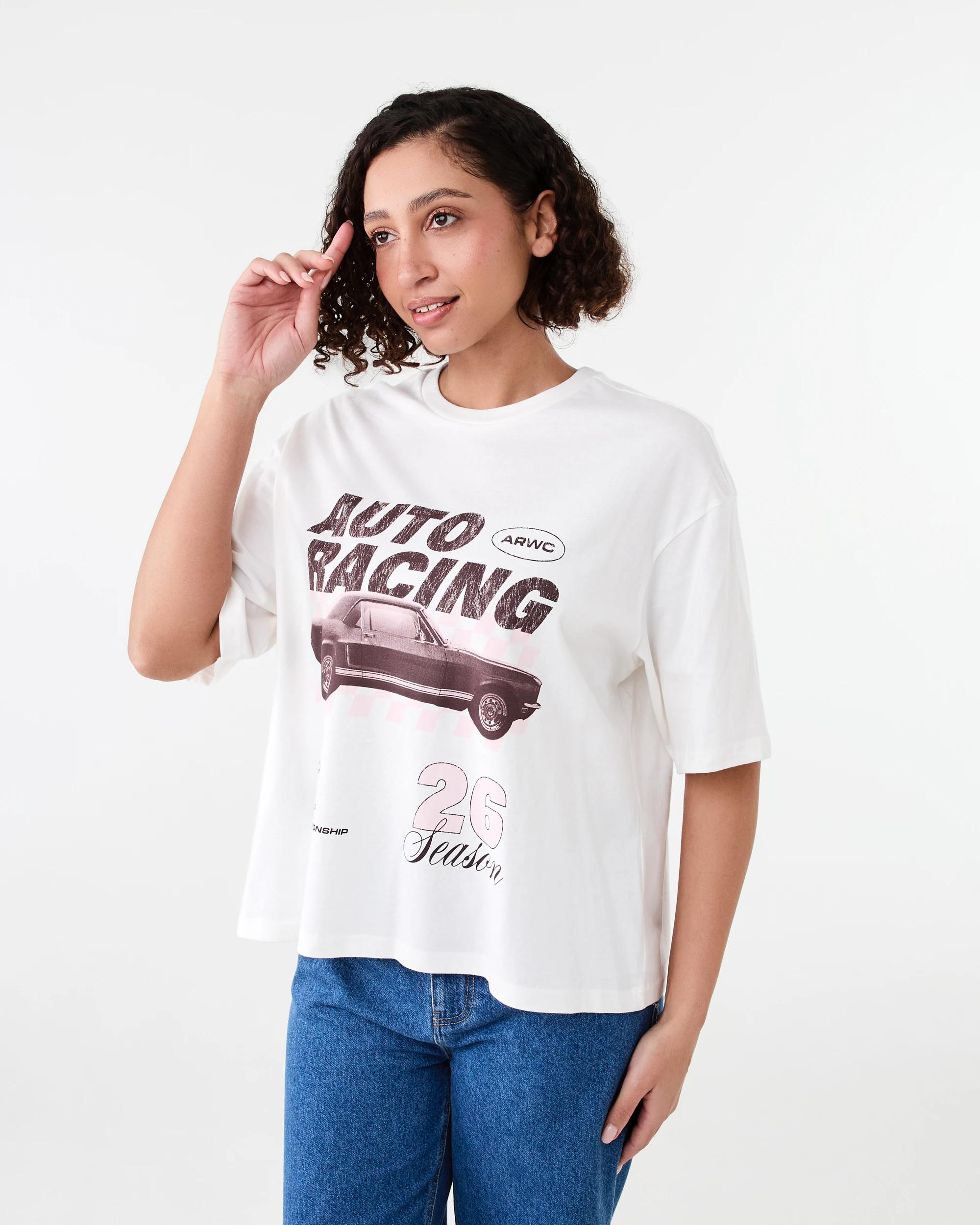 2 Short Sleeve Oversized Chopped Print T-shirt Racing, 2 of 6