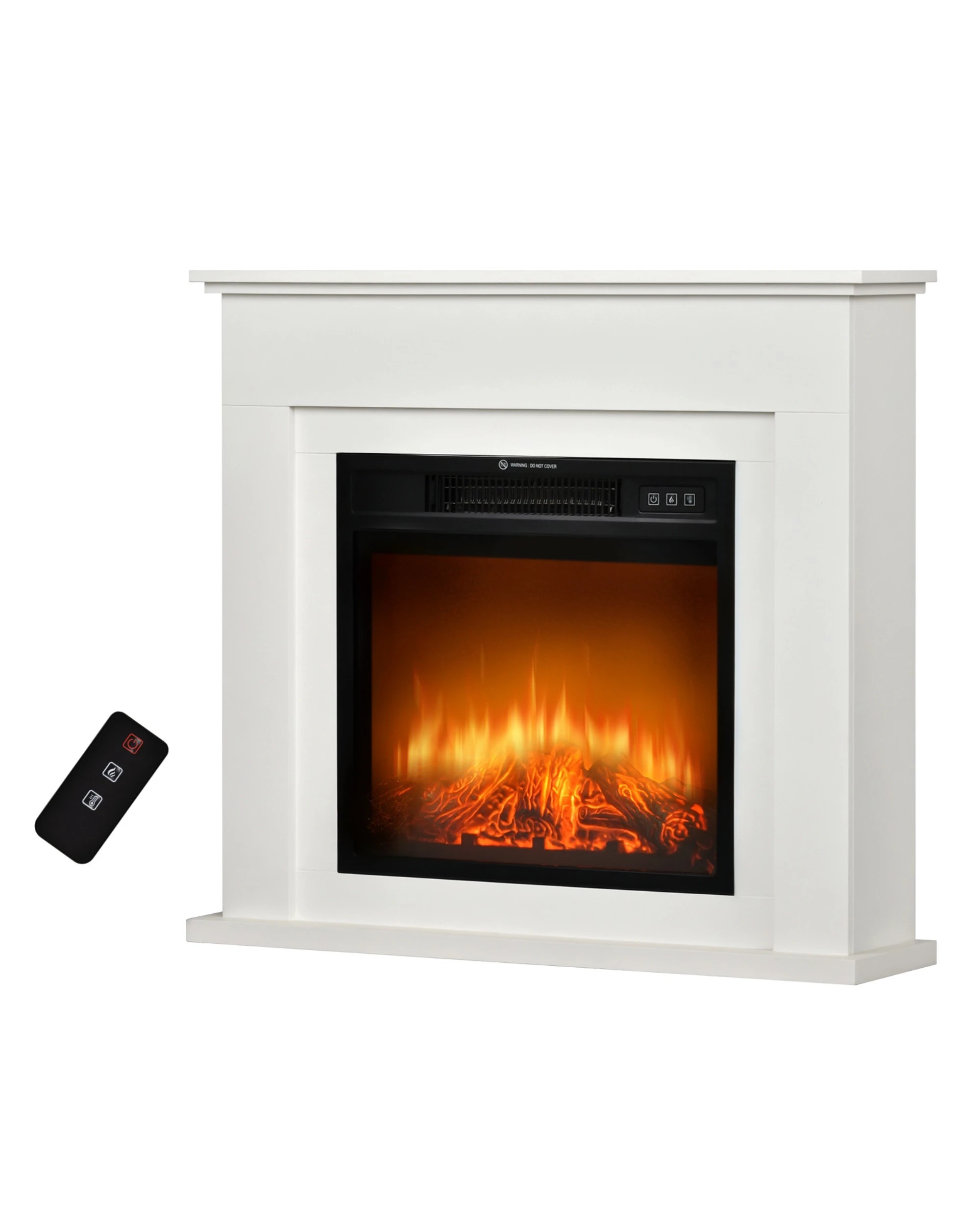 1 Advwin Electric Fireplace Freestanding Heater TV Stand with Mantel 3D Flame 3-speeds - White, 1 of 7