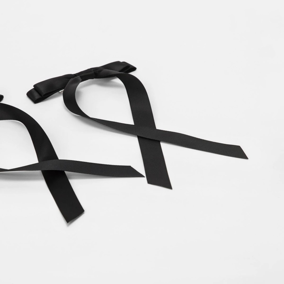 3 2 Pack Black Ribbon Bow Slide Hair Clips, 3 of 5