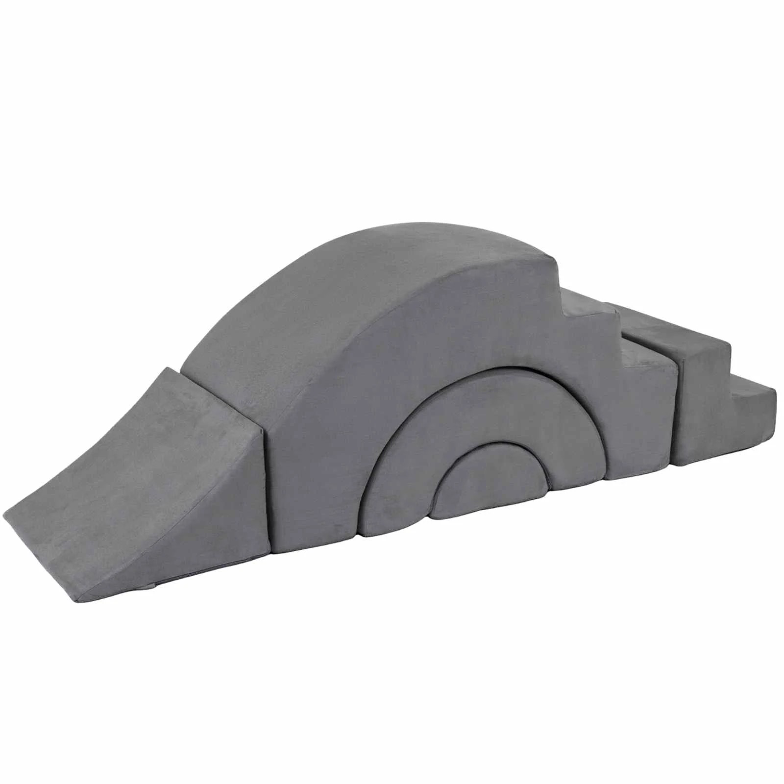 1 Costway 5 Piece Crawl & Climb Foam Play Set Climbing Blocks Soft Toys Indoor Gym Playset - Grey, 1 of 3