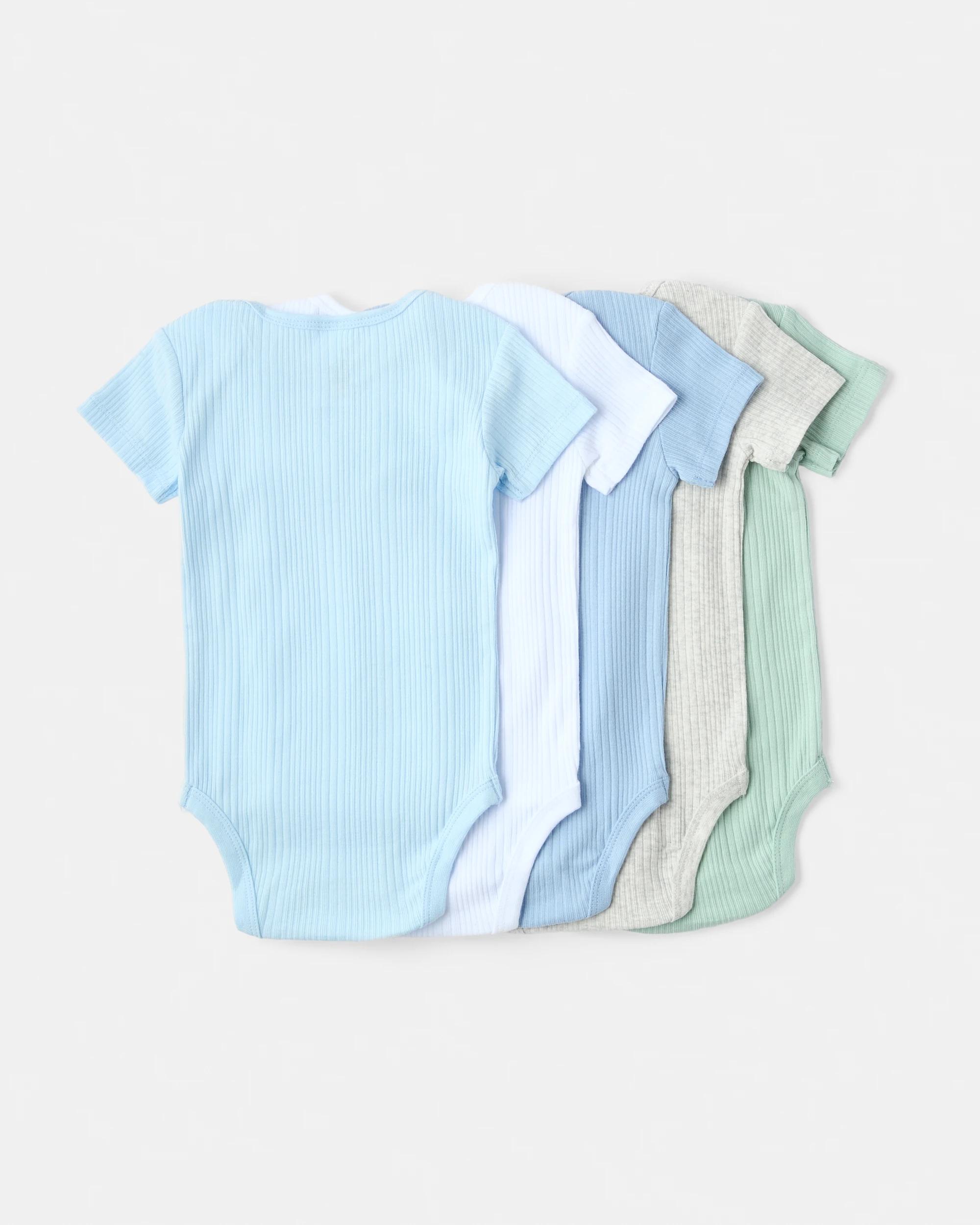 2 5 Pack Short Sleeve Bodysuits Blue Pck, 2 of 10