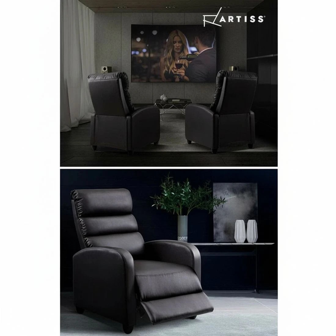 5 Artiss Recliner Armchair Brown Faux Leather - Brown, 5 of 7