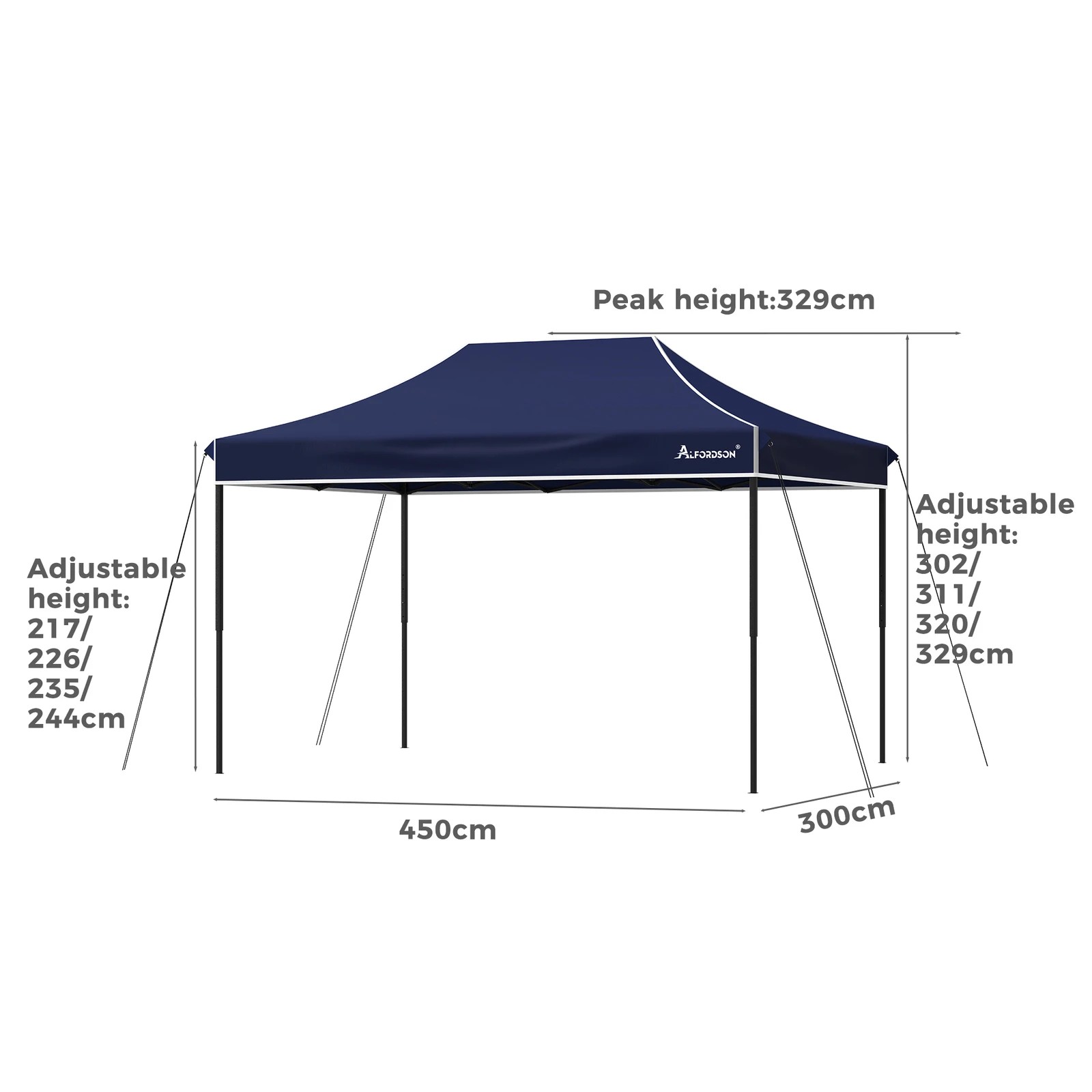 10 Alfordson Gazebo 4.5x3m Pop Up Marquee 600D Oxford Folding Camping Tent - Blue, 10 of 10
