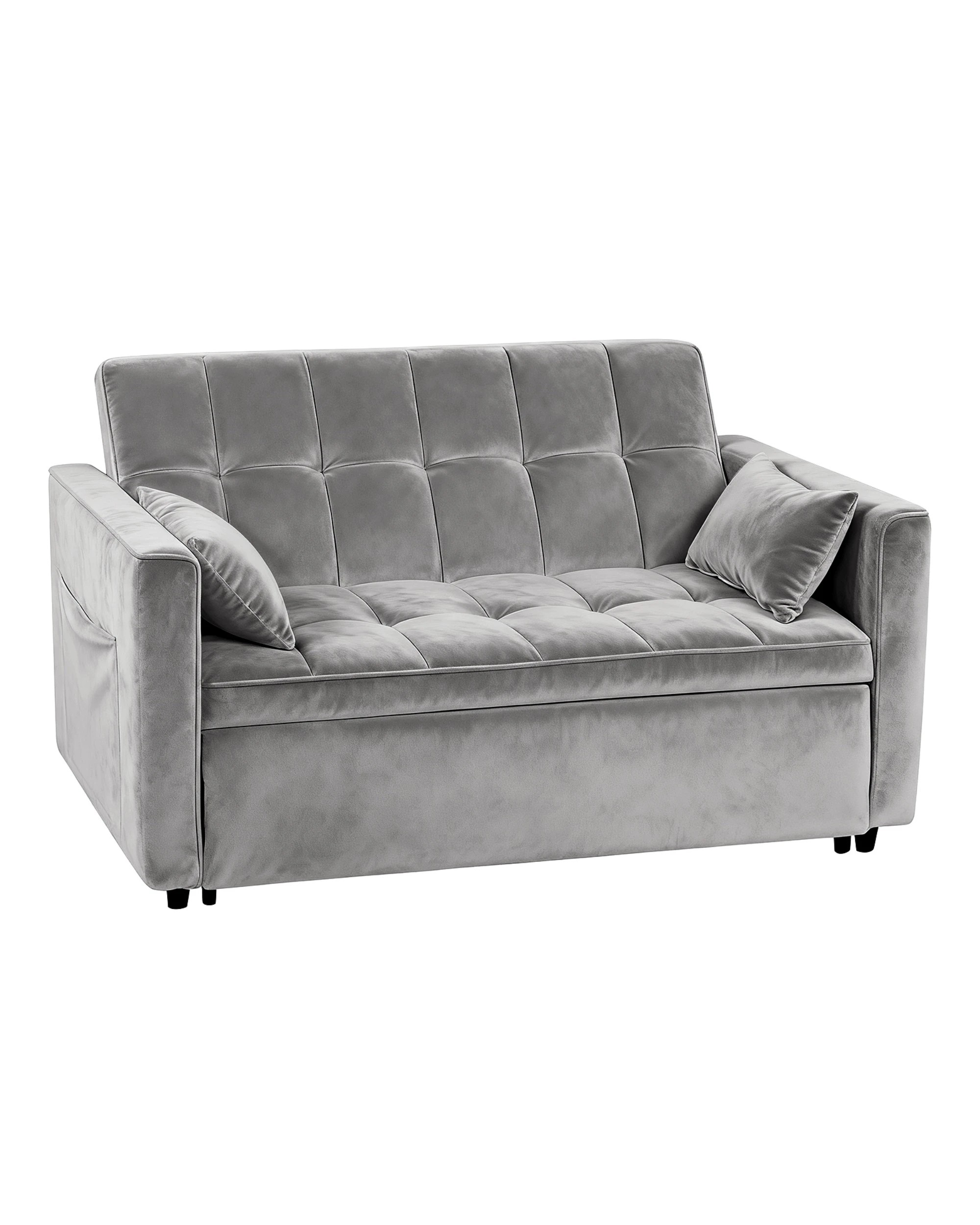 8 Advwin 3 in 1 Convertible Sofa Bed Velvet Sleeper Loveseat with Adjustable Backrest Pull Out Couch with Side Pocket, 8 of 10