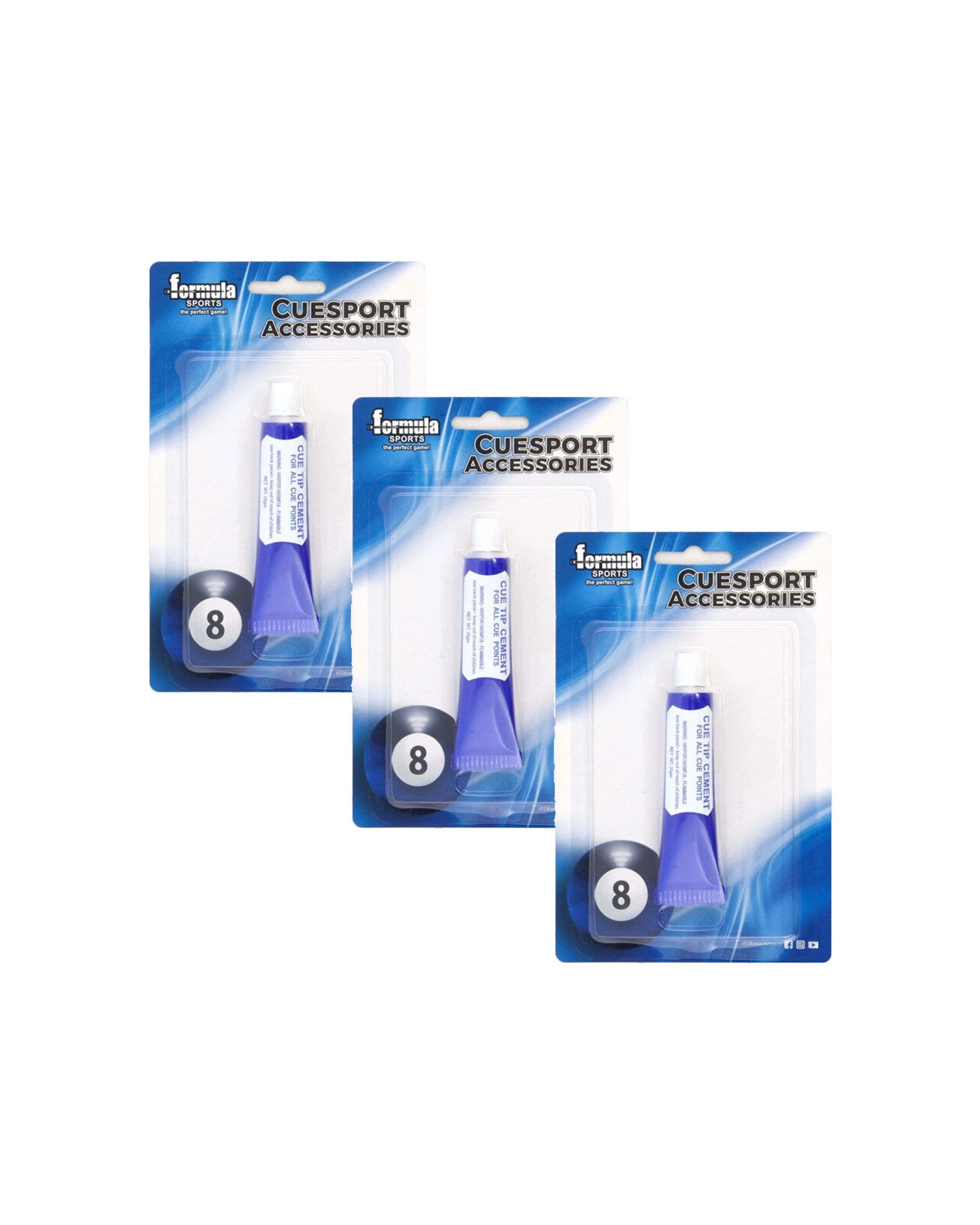 1 Formula Sports 3PK Cue Tip Rubber Cement Repair Glue 20g Tubes - Purple, 1 of 2