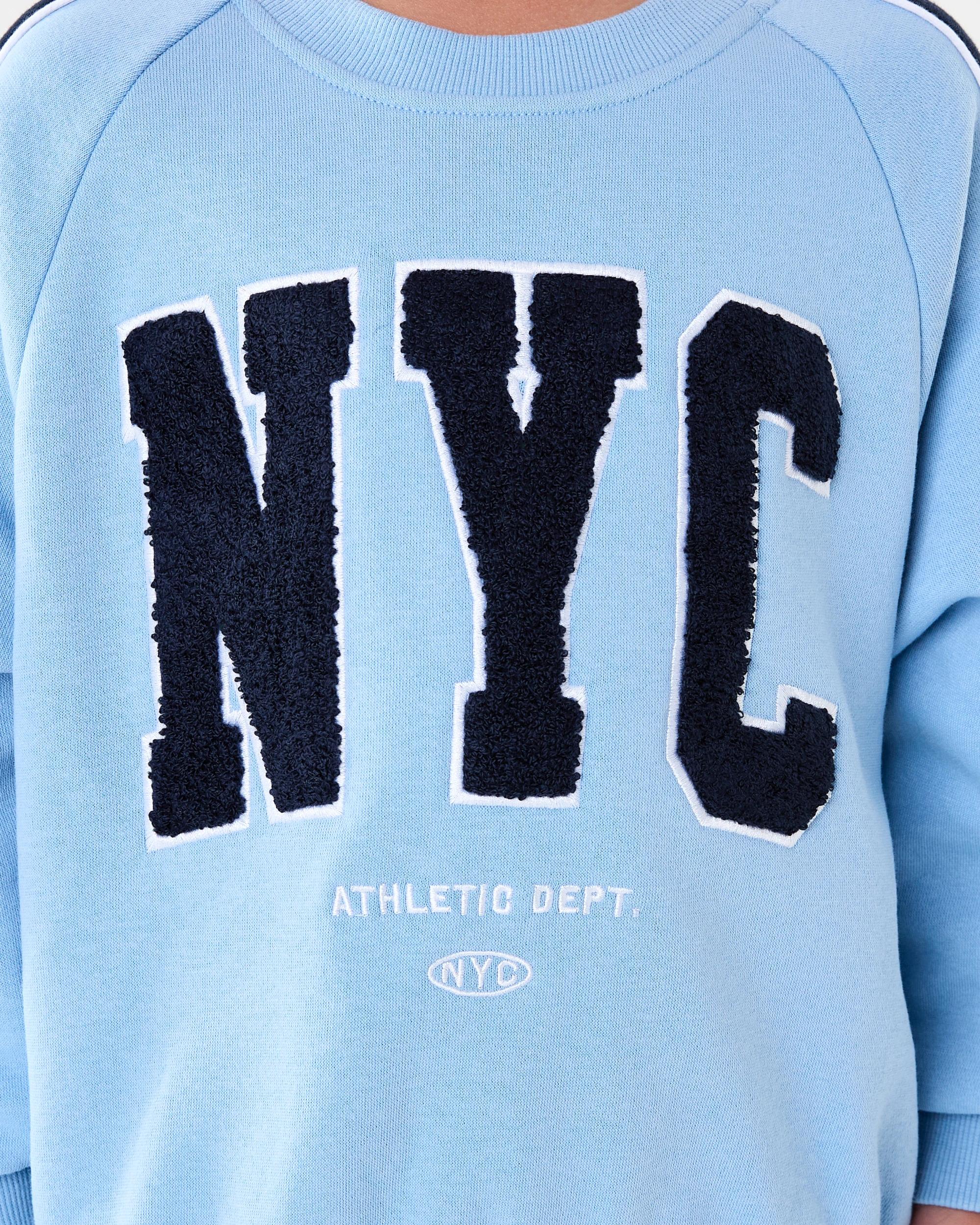 5 Oversized Print Panel Crew Neck Sweatshirt Blu Sorbet, 5 of 8