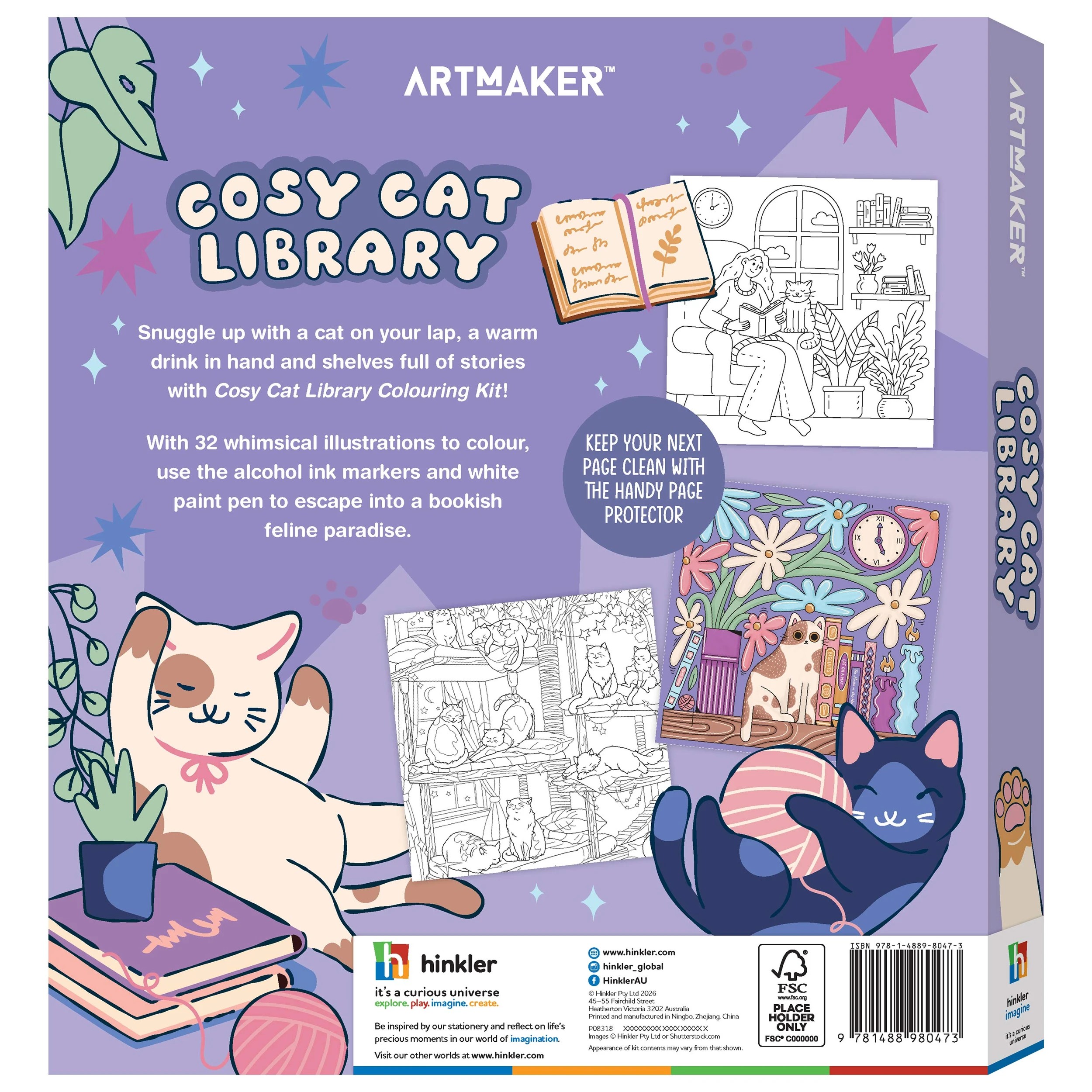 5 ArtMaker Cosy Cat Library: Creative Colouring Kit - Book, 5 of 5