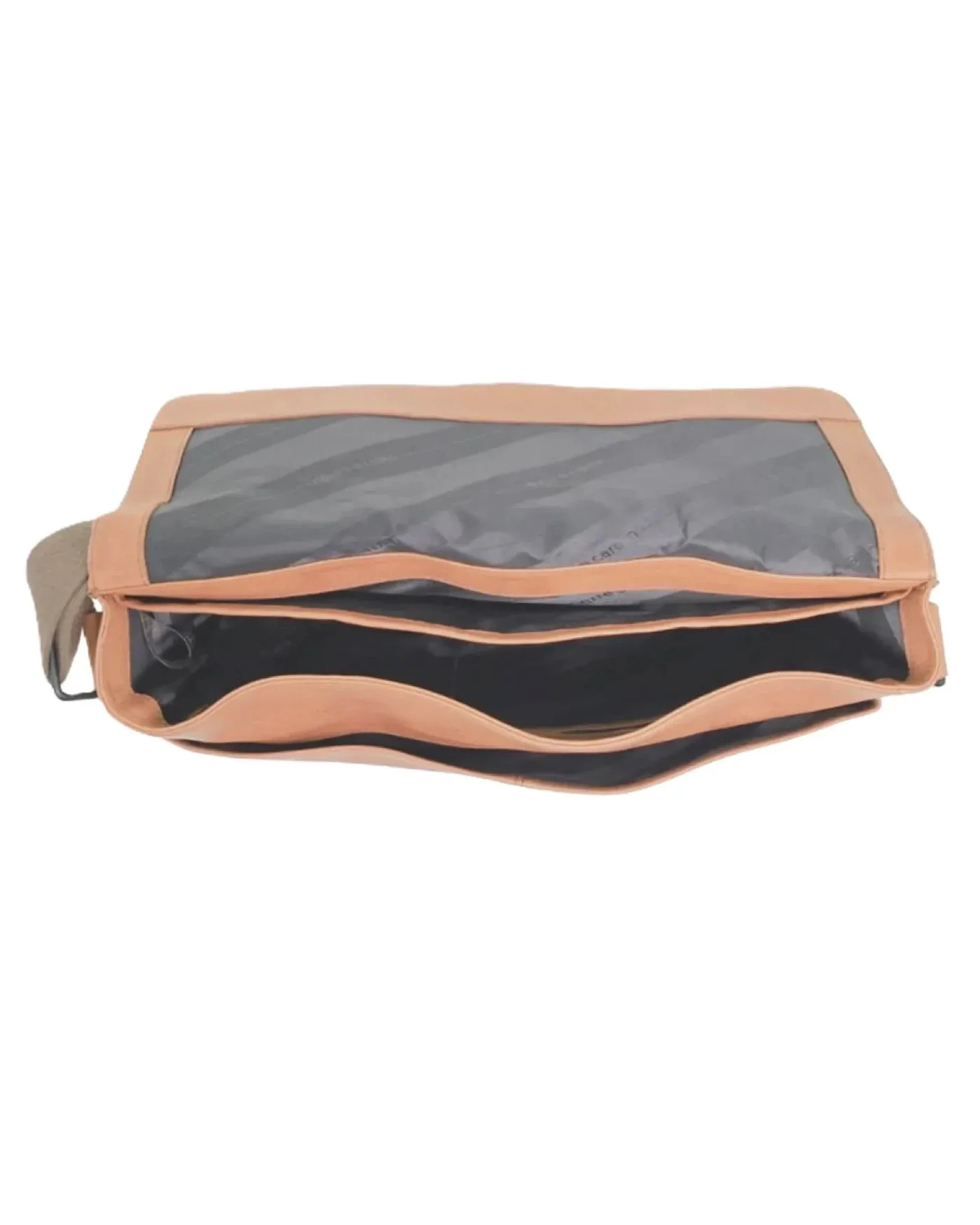 4 Pierre Cardin Italian Leather Flap-Over Laptop Computer Bag in Cognac, 4 of 5
