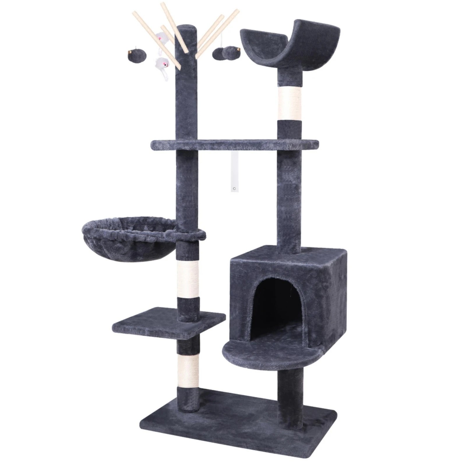 1 Beastie Cat Tree Scratching Post 145CM - Grey, 1 of 6