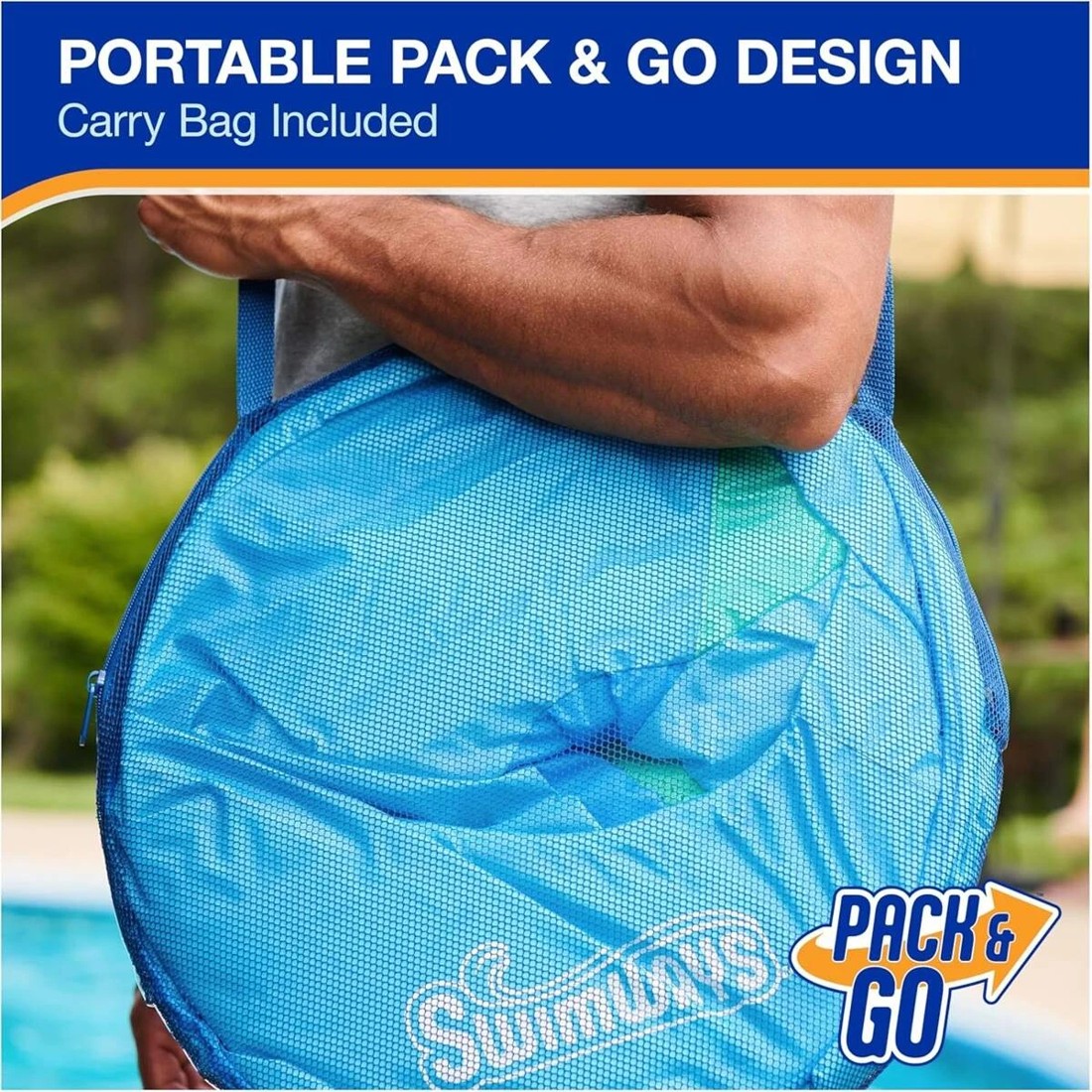 6 Swimways Premium Spring Float Papasan - Sky Blue, 6 of 7