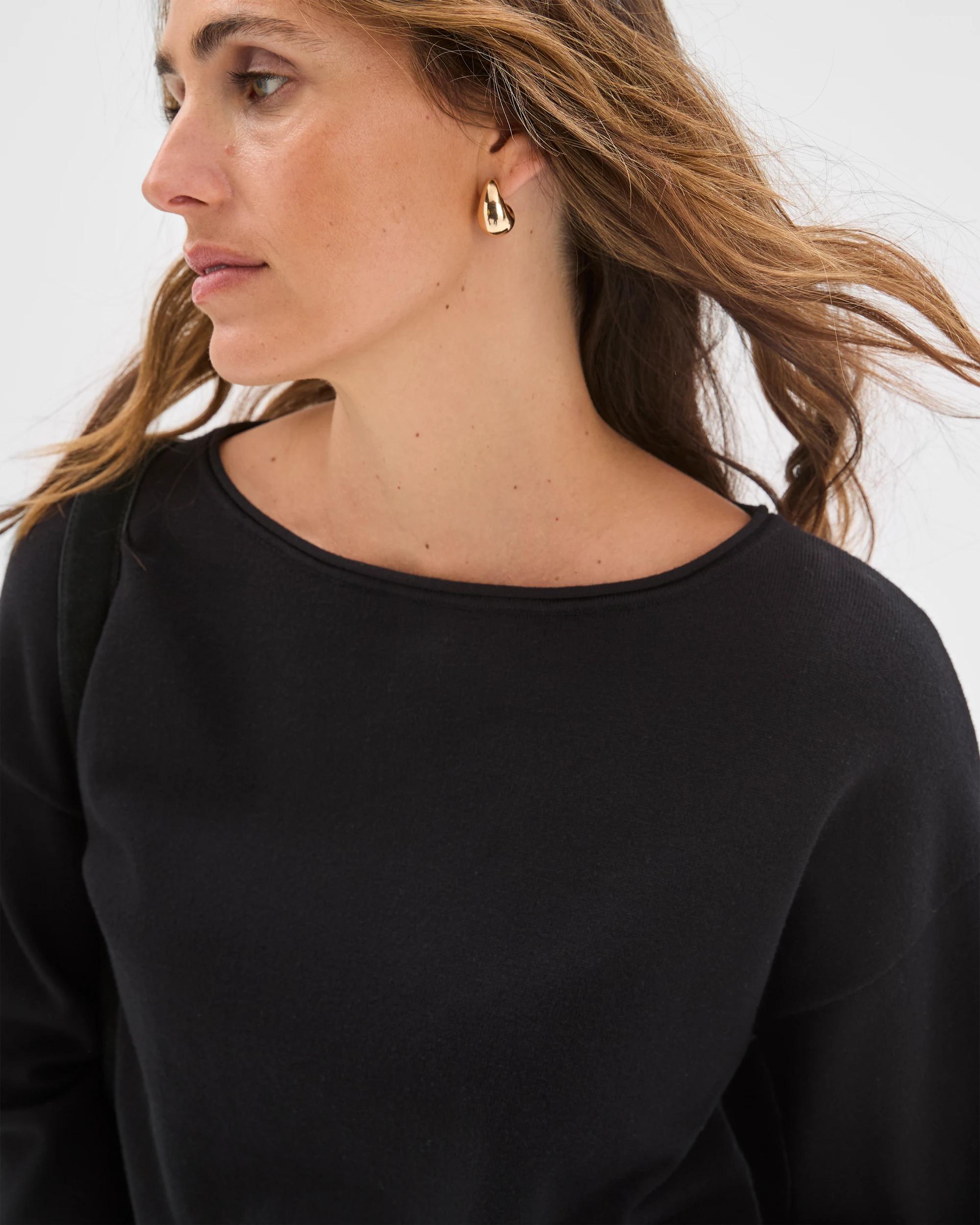 5 Preview Boat Neck Wide Sleeve Knit Jumper BLACK, 5 of 6