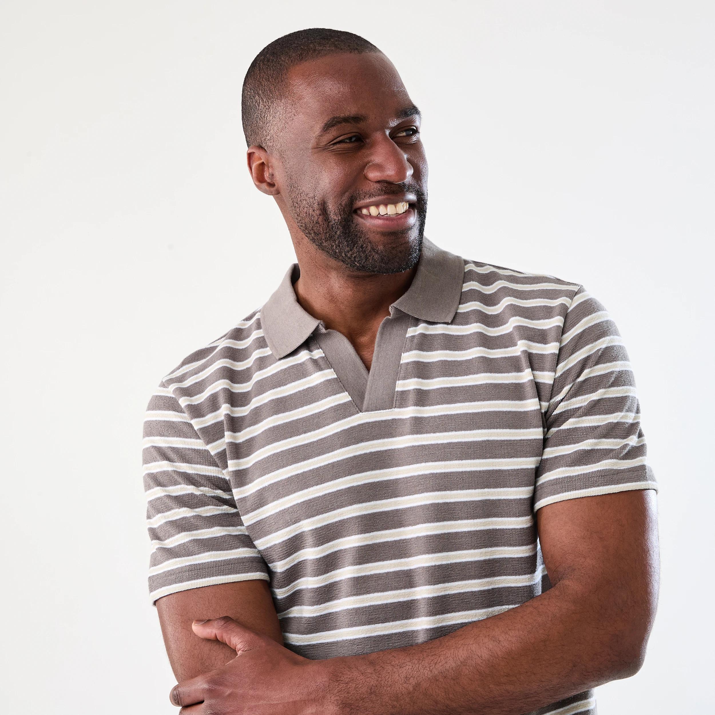 4 Textured Stripe Polo Shirt DRIFT WOOD STRIPE, 4 of 6