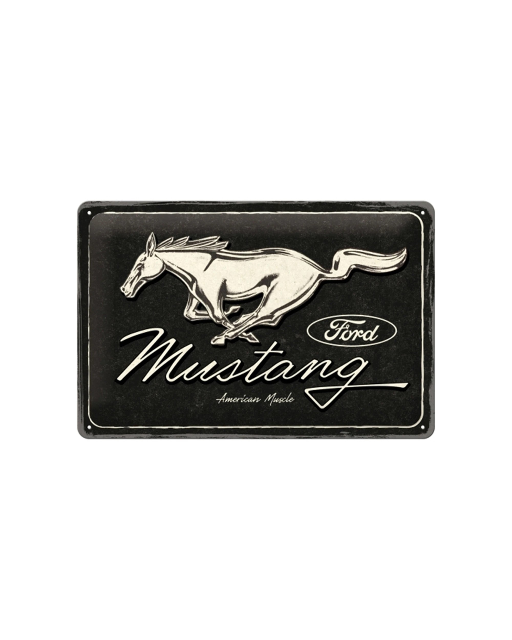 1 Nostalgic-Art Medium 20x30cm Metal Wall Art Sign Plaque - Ford Mustang Horse Logo - Multi, 1 of 4
