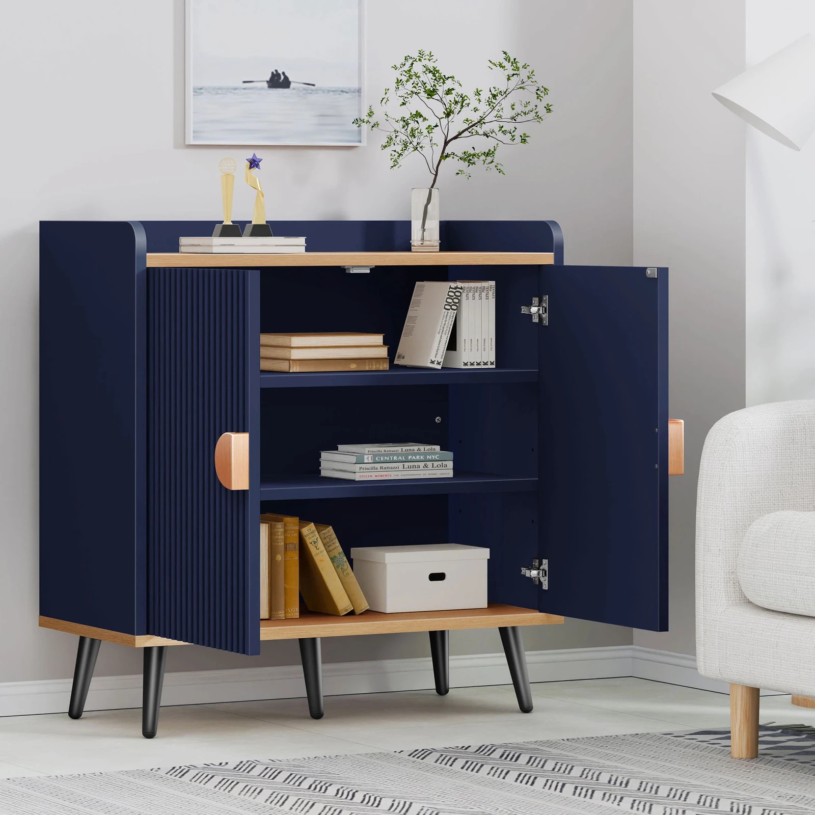 4 Alfordson Buffet Sideboard Cabinet Storage - Blue, 4 of 10