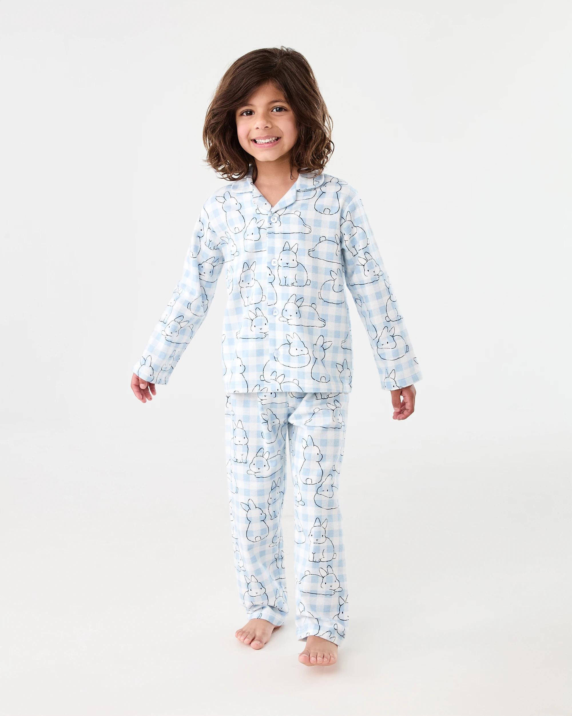 1 Flannel Pyjama Set Blu Buny, 1 of 8