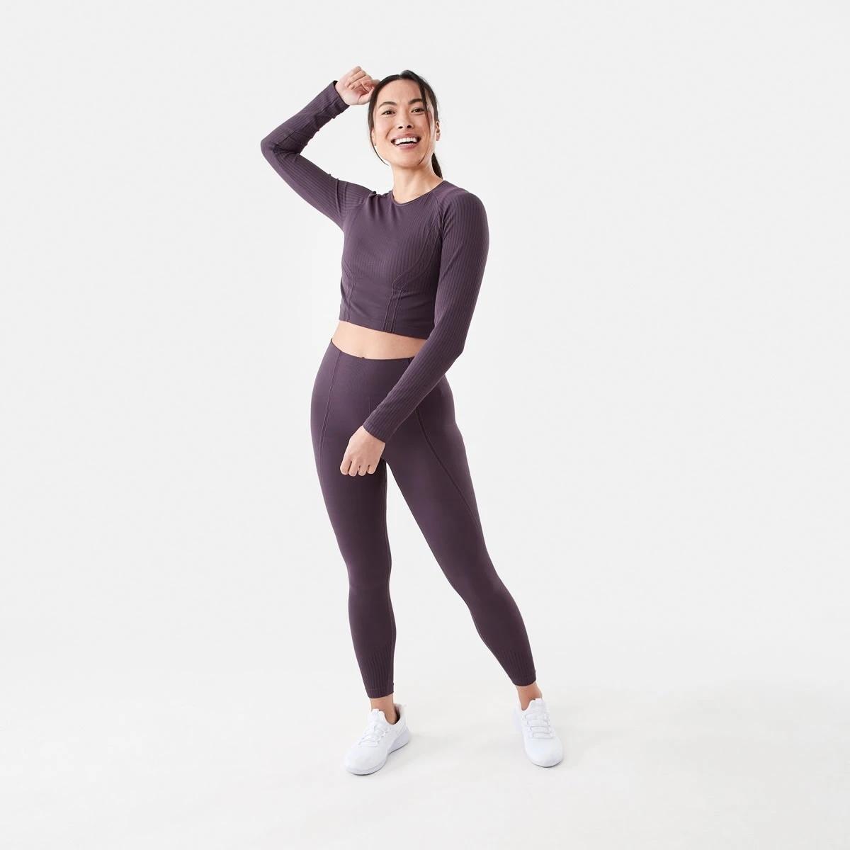7 Active Womens Long Sleeve Seamfree Top Pur Raisin, 7 of 7