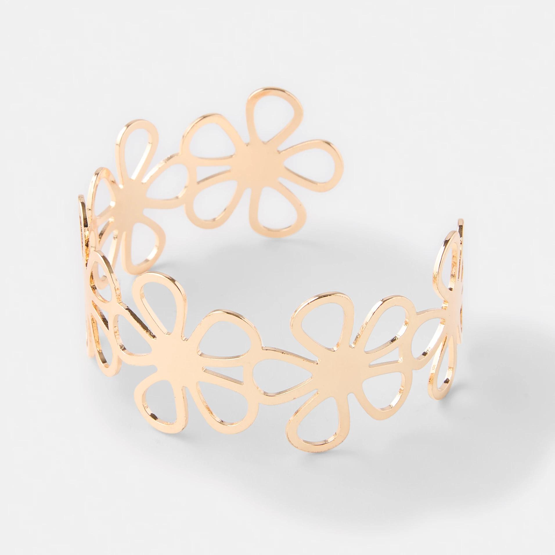 1 Cutout Flower Cuff - Gold Tone Gold, 1 of 4